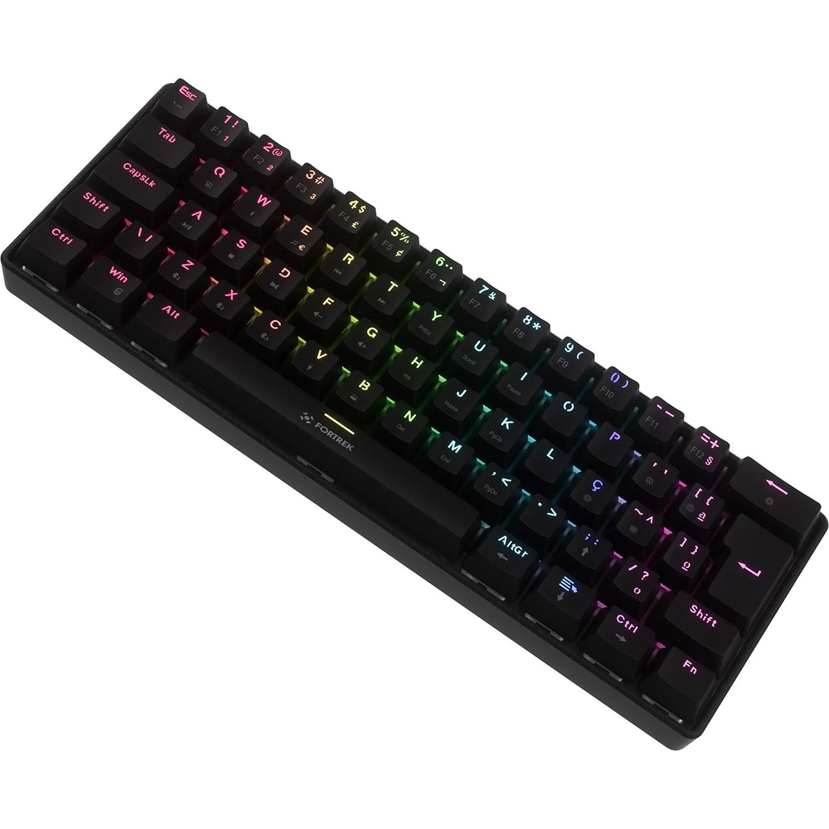 Teclado Mecânico Gamer Fortrek Gravity Air, Wireless, Rainbow, Switch Outemu Brown, ABNT2, Preto, 84977