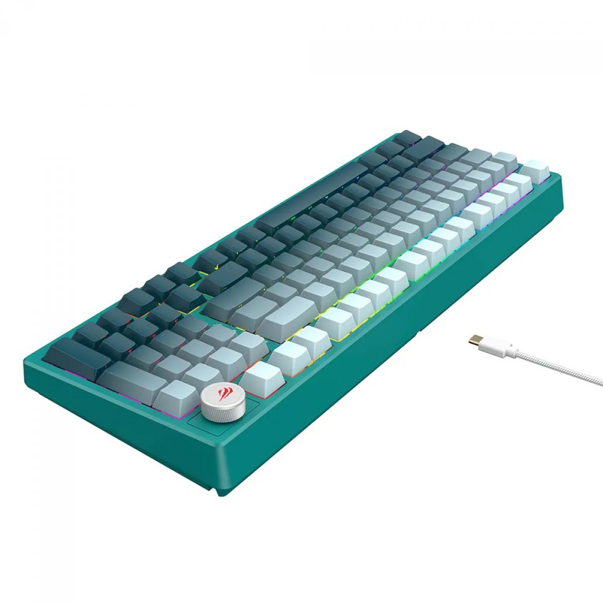 Teclado Mecânico Gamer Havit, Rainbow, Switch Jixian Red, USB, White/Green, HV-KB899L