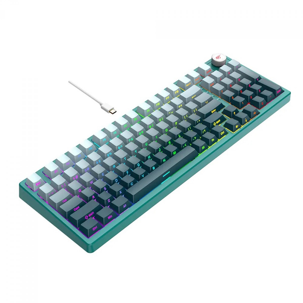 Teclado Mecânico Gamer Havit, Rainbow, Switch Jixian Red, USB, White/Green, HV-KB899L