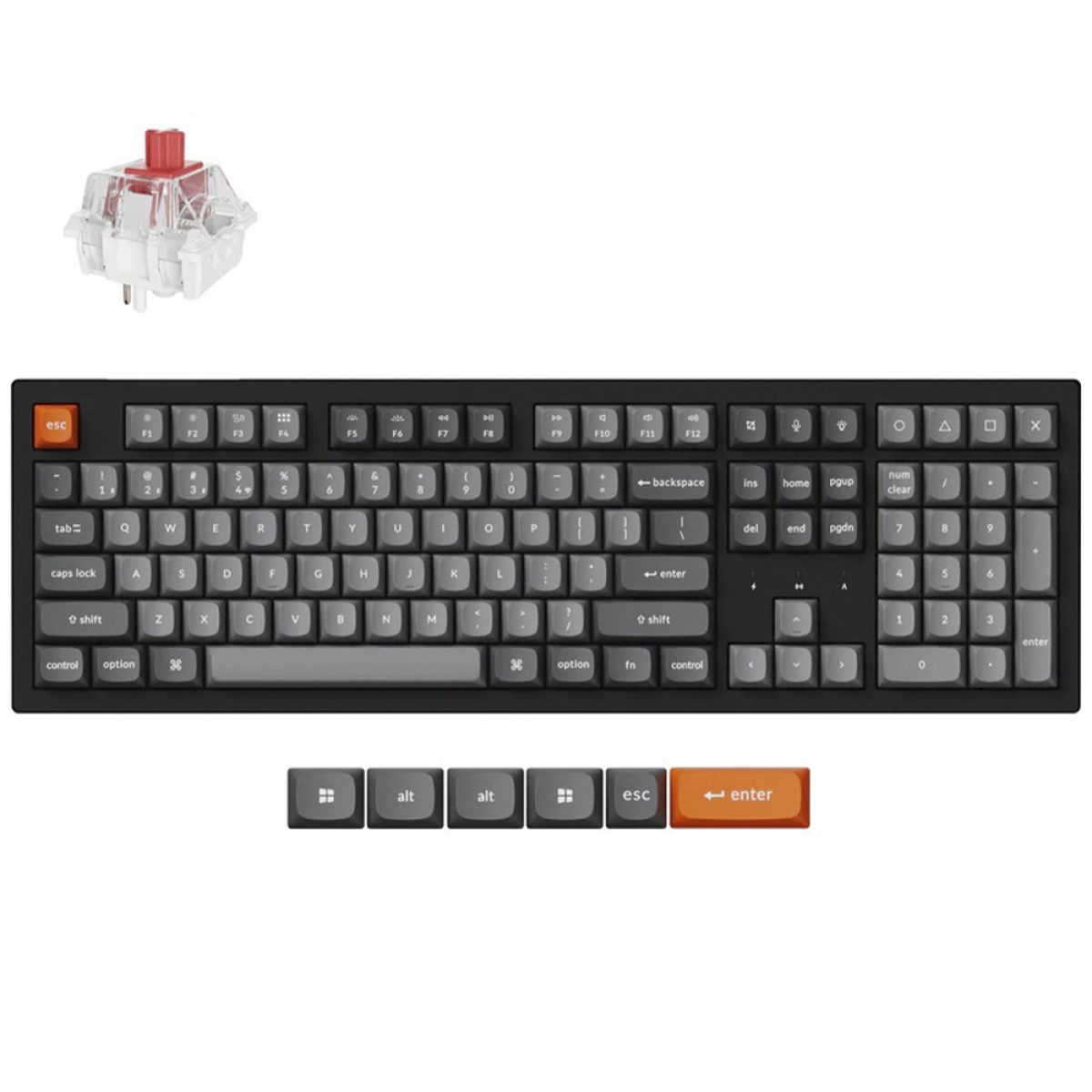 Teclado Mecânico Gamer Keychron K10 Max QMK, Wireless, RGB, ANSI, Switch Super Red, Preto, K10M-H1