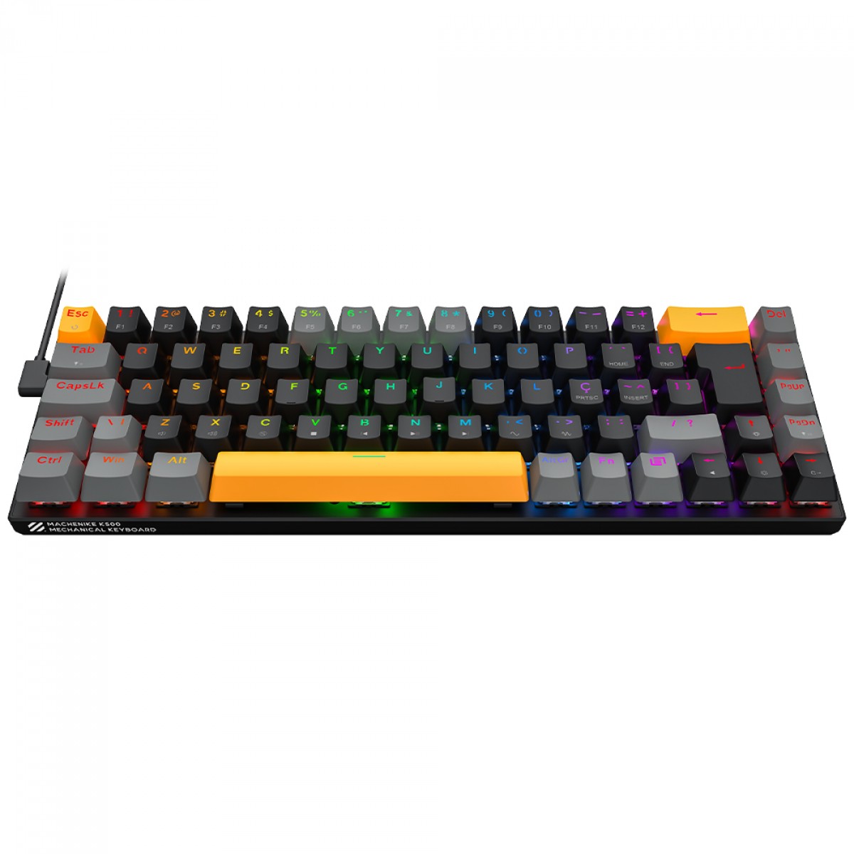 Teclado Mecânico Gamer Machenike K500 B68, RGB, ABNT2, Switch Red Linear, Preto, JJ02GB00K