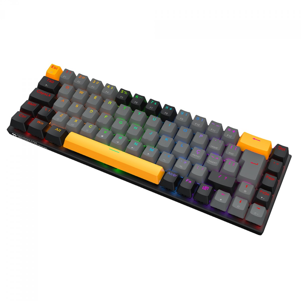 Teclado Mecânico Gamer Machenike K500 B68, RGB, ABNT2, Switch Red Linear, Cinza, JJ02GD00K