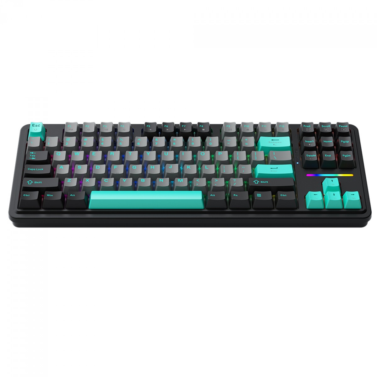 Teclado Mecânico Gamer Machenike KG87, RGB, TKL, ANSI, Switch Silver, Cinza, Preto e Verde, JJ02GC00J