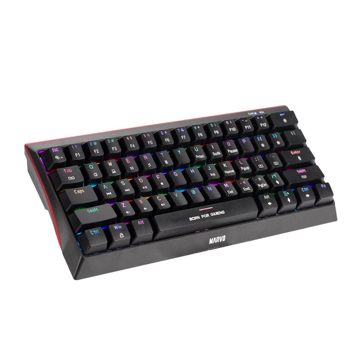 Teclado Mecânico Gamer Marvo KG962G, Rainbow, Switch Red, ANSI, 60%, Black, KG962G EN-R