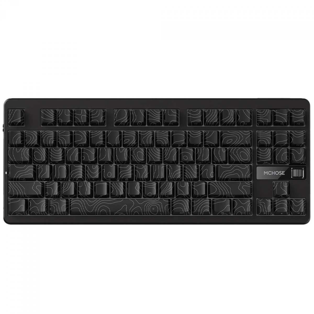 Teclado Mecânico Gamer MCHOSE G87 Black Topographic, Wireless, Bluetooth, RGB, Switch Speed Gold V2, ANSI, TKL, Preto, MC-G87-19