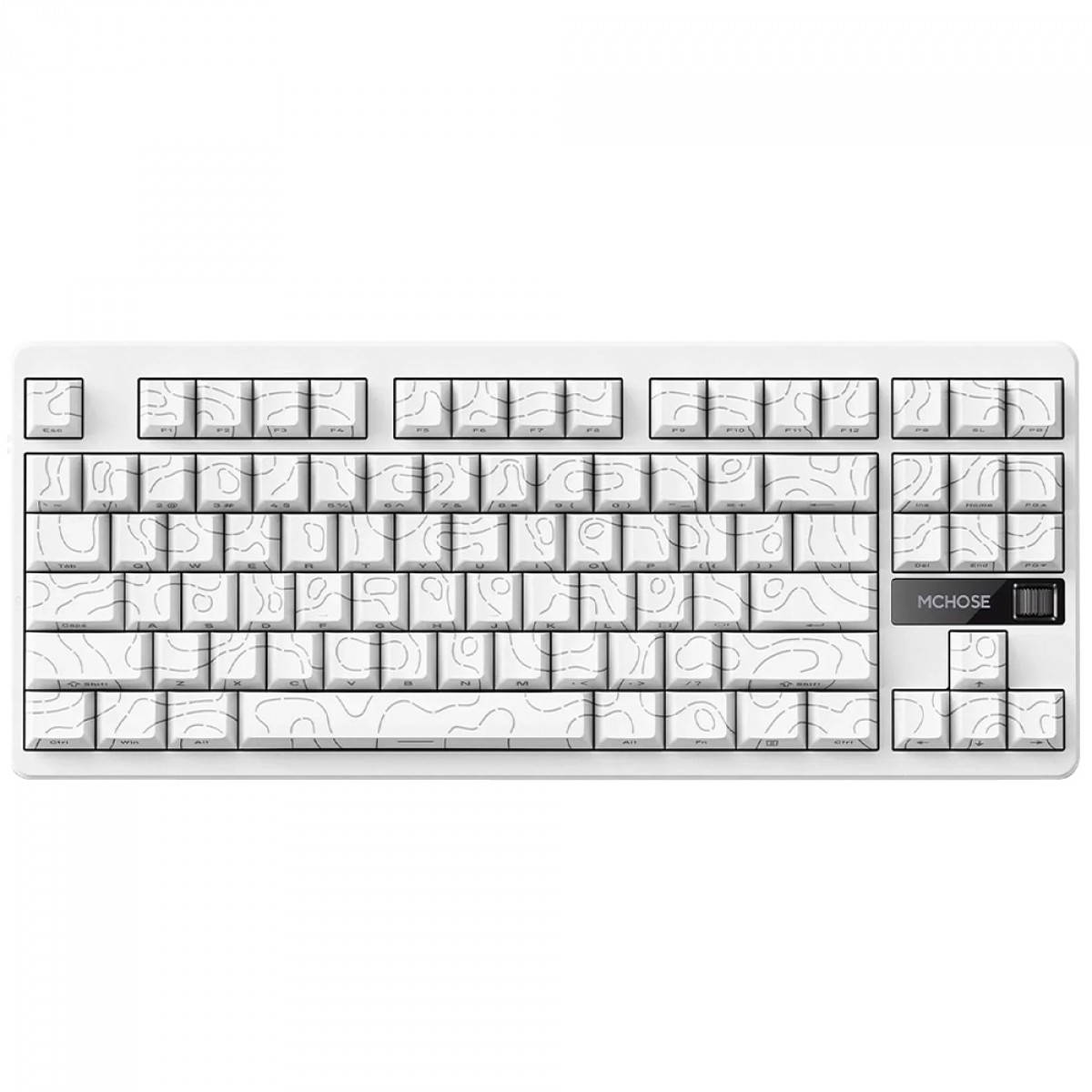 Teclado Mecânico Gamer MCHOSE G87 White Topographic, Wireless, Bluetooth, RGB, Switch Matcha Latte, ANSI, TKL, Branco, MC-G87-18