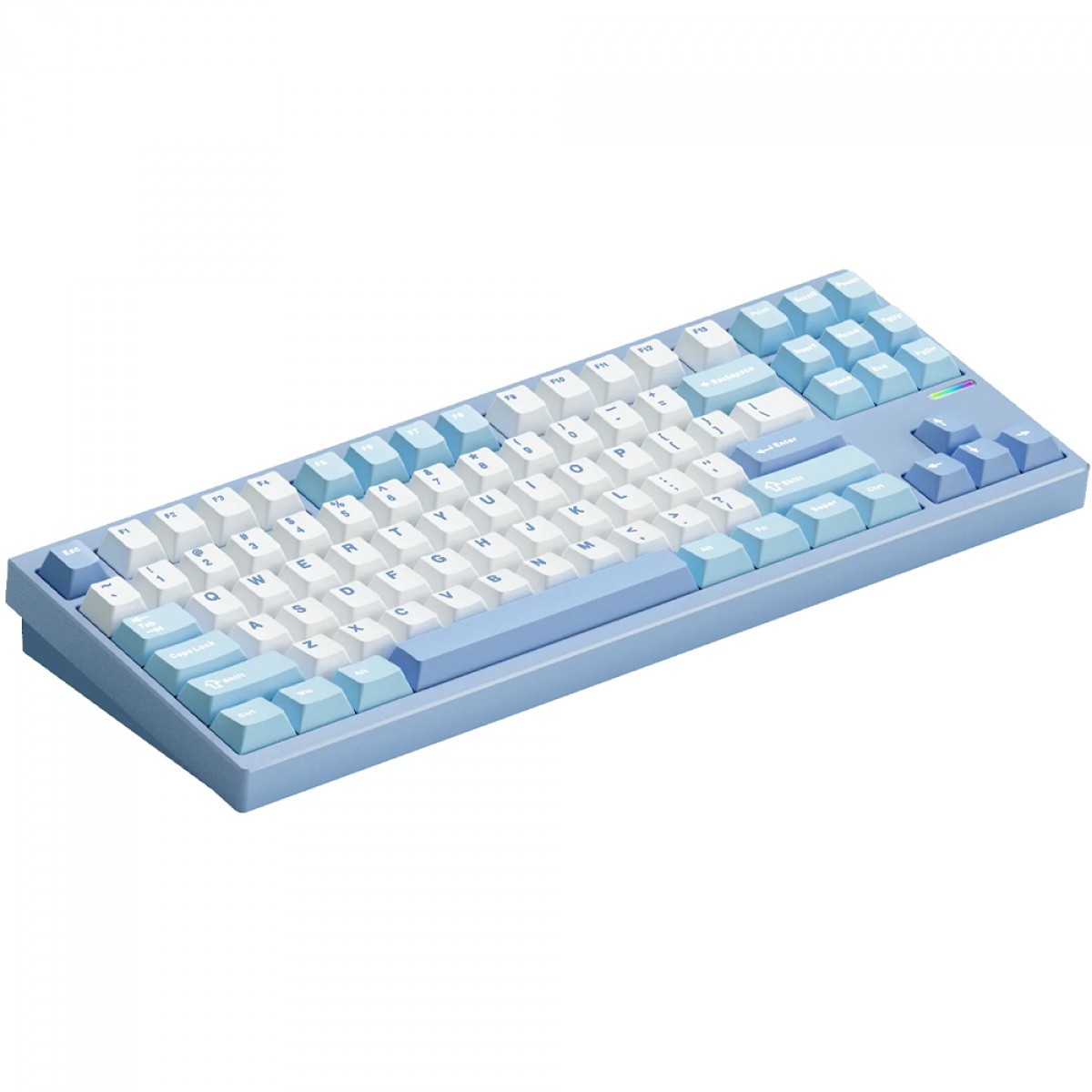 Teclado Mecânico Gamer MCHOSE GX87 Lite, Wireless, Bluetooth, RGB, Switch Matcha Latte V2, ANSI, TKL, Azul e Branco, GX87-A9