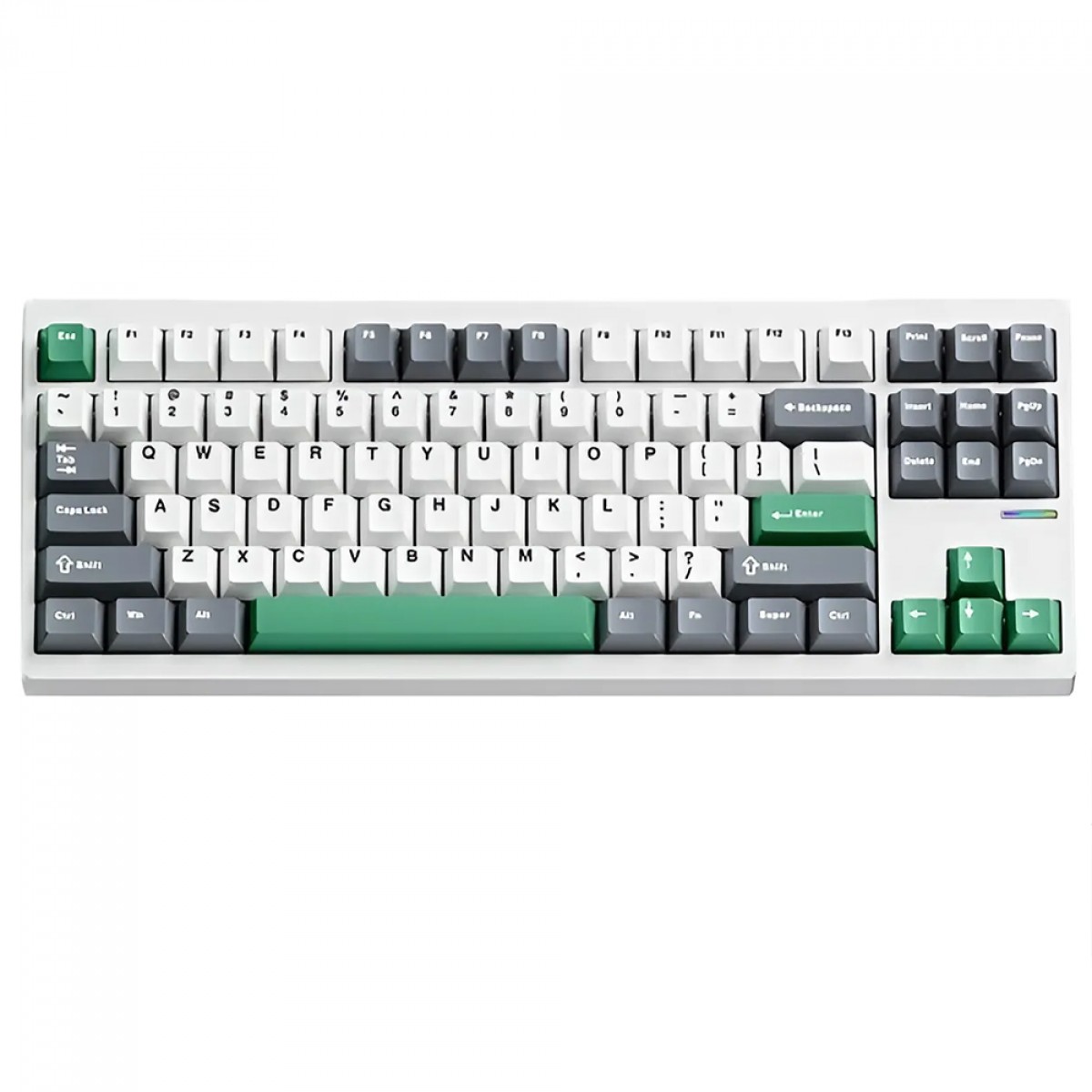 Teclado Mecânico Gamer MCHOSE GX87 Lite, Wireless, Bluetooth, RGB, Switch Matcha Latte V2, ANSI, TKL, Branco e Verde, GX87-A8