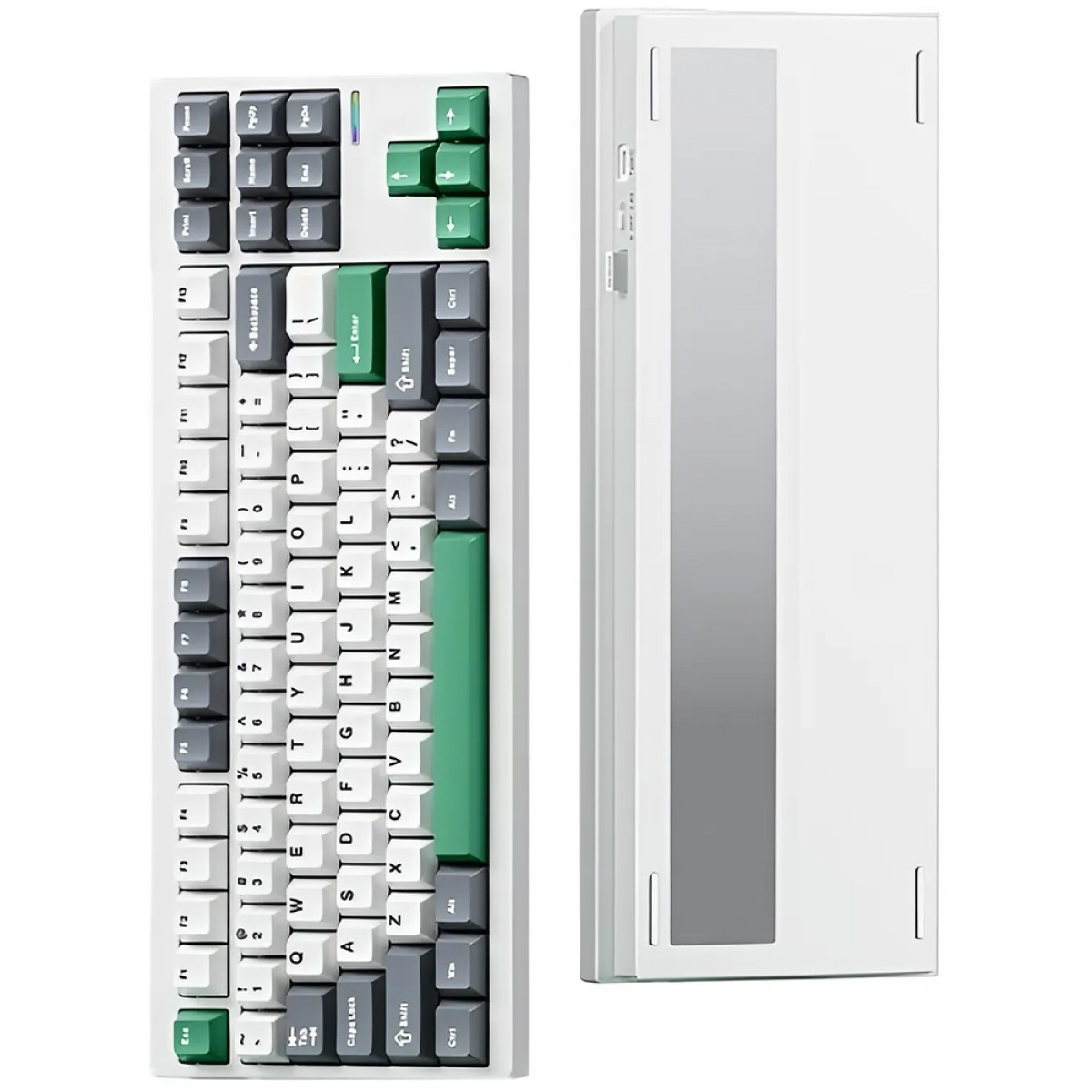 Teclado Mecânico Gamer MCHOSE GX87 Lite, Wireless, Bluetooth, RGB, Switch Matcha Latte V2, ANSI, TKL, Branco e Verde, GX87-A8