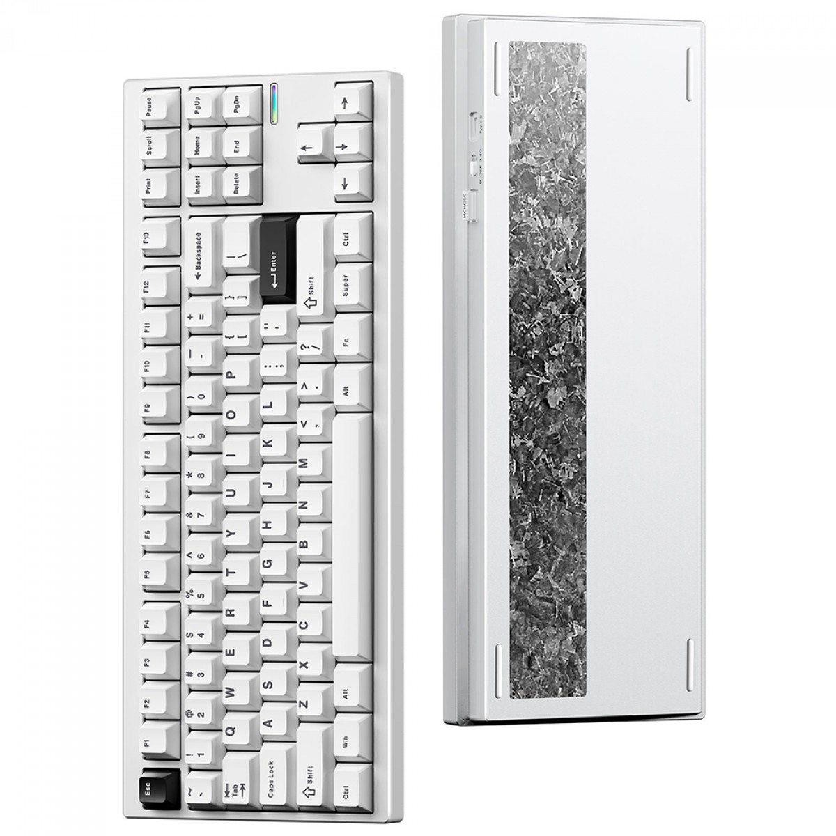 Teclado Mecânico Gamer MCHOSE GX87 Ultra, Wireless, Bluetooth, RGB, Switch Vintage White, ANSI, TKL, Branco, GX87-A5