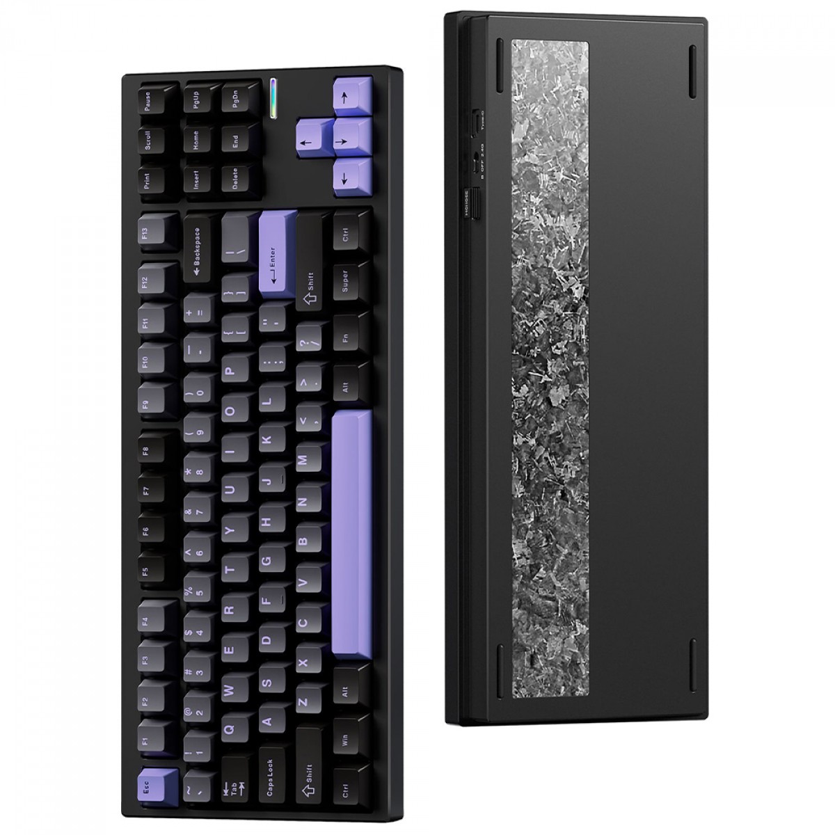 Teclado Mecânico Gamer MCHOSE GX87 Ultra, Wireless, Bluetooth, RGB, Switch Vintage White, ANSI, TKL, Preto, GX87-A6