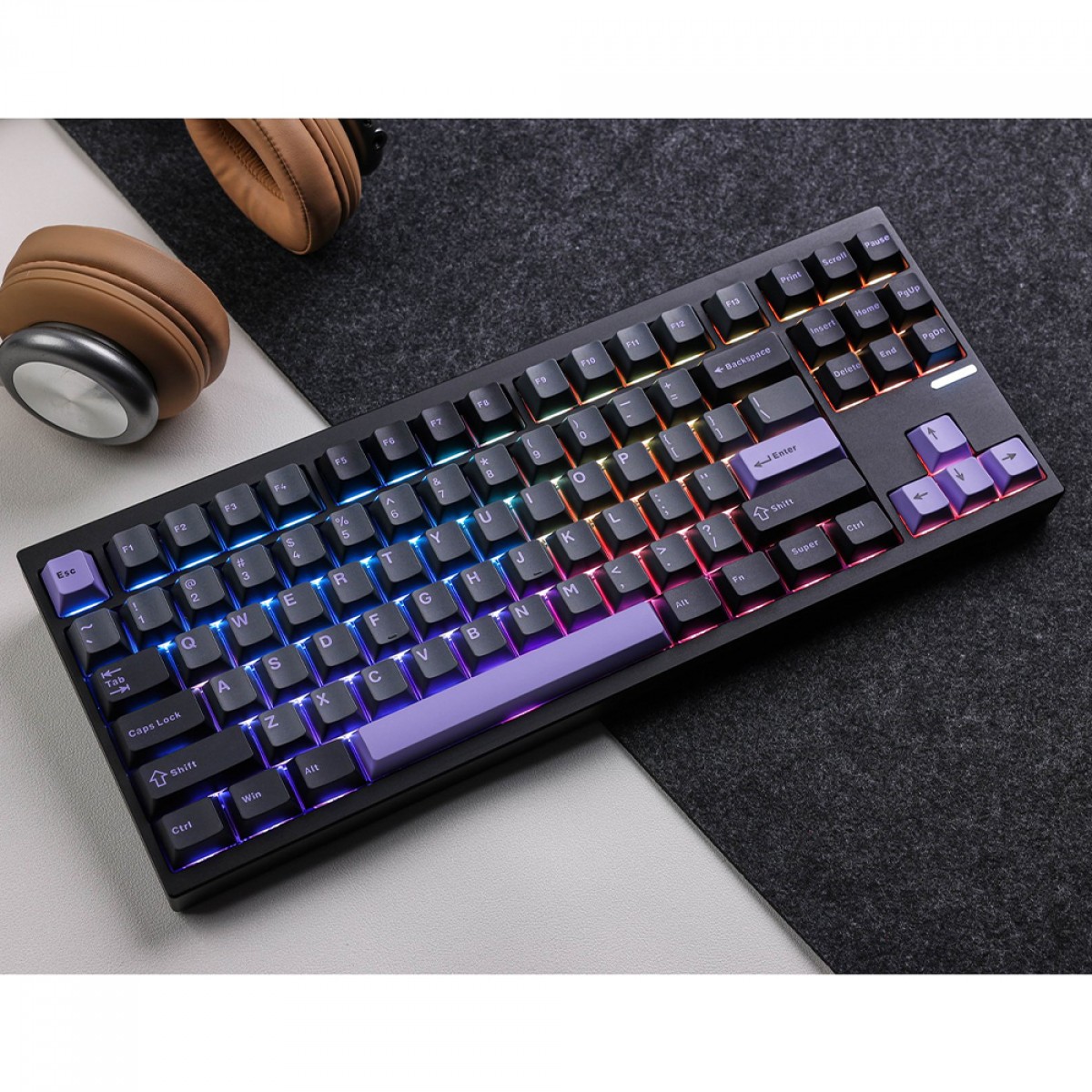 Teclado Mecânico Gamer MCHOSE GX87 Ultra, Wireless, Bluetooth, RGB, Switch Vintage White, ANSI, TKL, Preto, GX87-A6