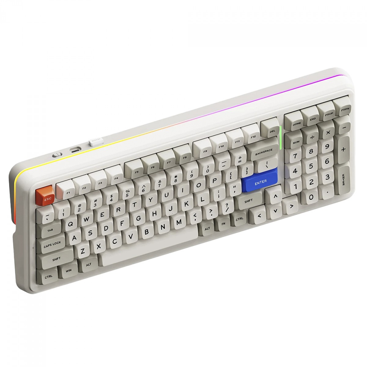 Teclado Mecânico Gamer MCHOSE K99 V2, Wireless, Bluetooth, RGB, Icy Creamsicle Switch, ANSI, 98%, Retro White, MC-K99V2-11