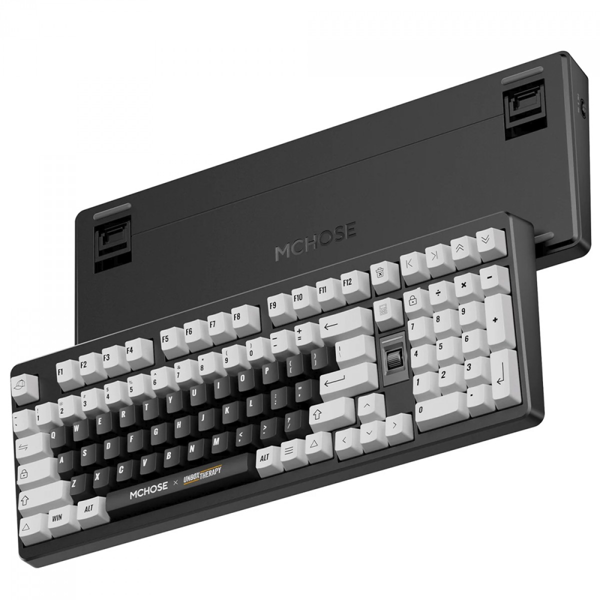 Teclado Mecânico Gamer MCHOSE X Unbox Therapy UT98, Wireless, Bluetooth, RGB, Switch Silent Peach V3, ANSI, 98%, Classic Therapy, Preto e Branco, HW-UT98-2