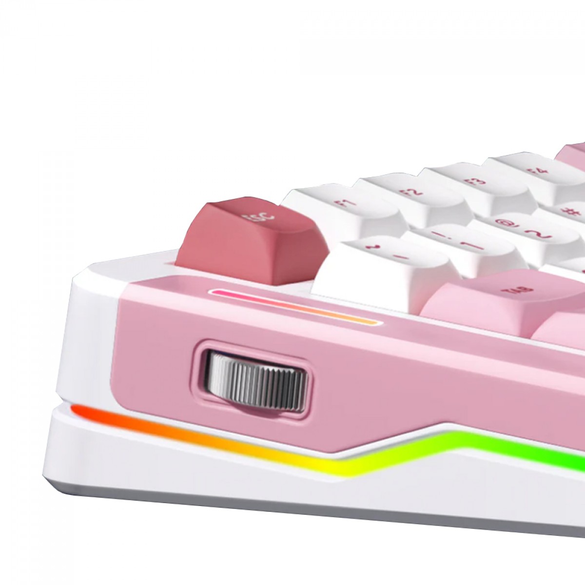 Teclado Mecânico Gamer MCHOSE X75 V2, Wireless, Bluetooth, RGB, Switch Ice Creamsicle, ANSI, Layout 75%, Rosa e Branco, MC-X75V2-4