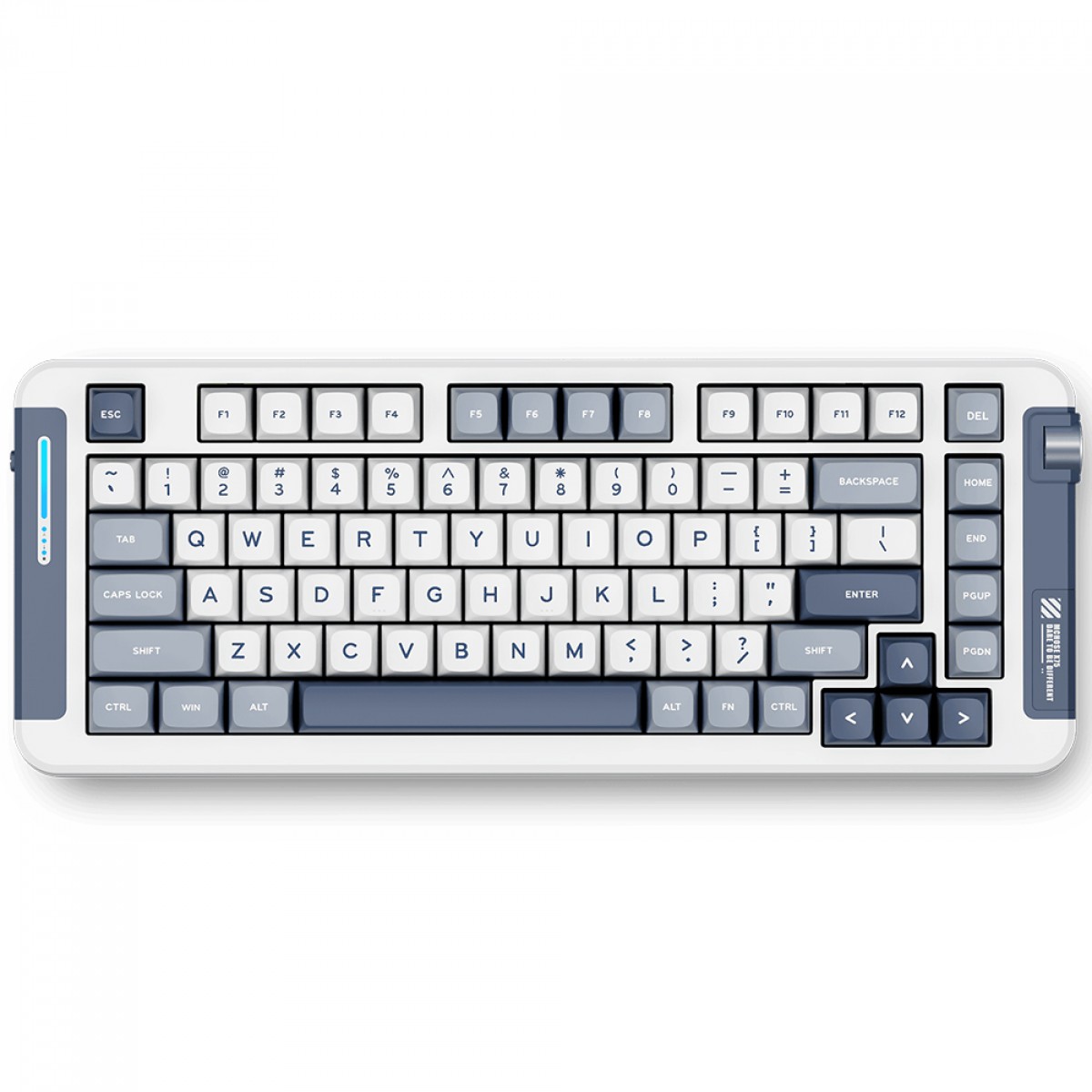 Teclado Mecânico Gamer MCHOSE X75, Wireless, Bluetooth, RGB, Switch Hyacinth, ANSI, Layout 75%, Azul e Branco, X75-3A