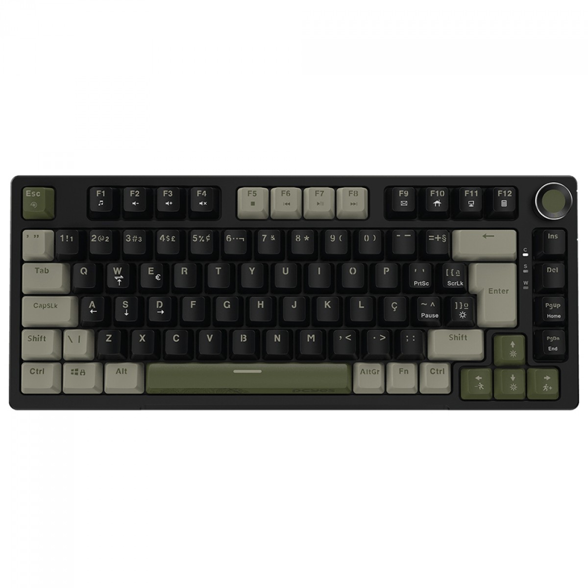 Teclado Mecânico Gamer PCYes Arkeum Cammo Edition, 75%, Switch Blue, ABNT2, Preto e Verde, AKCM75BBR