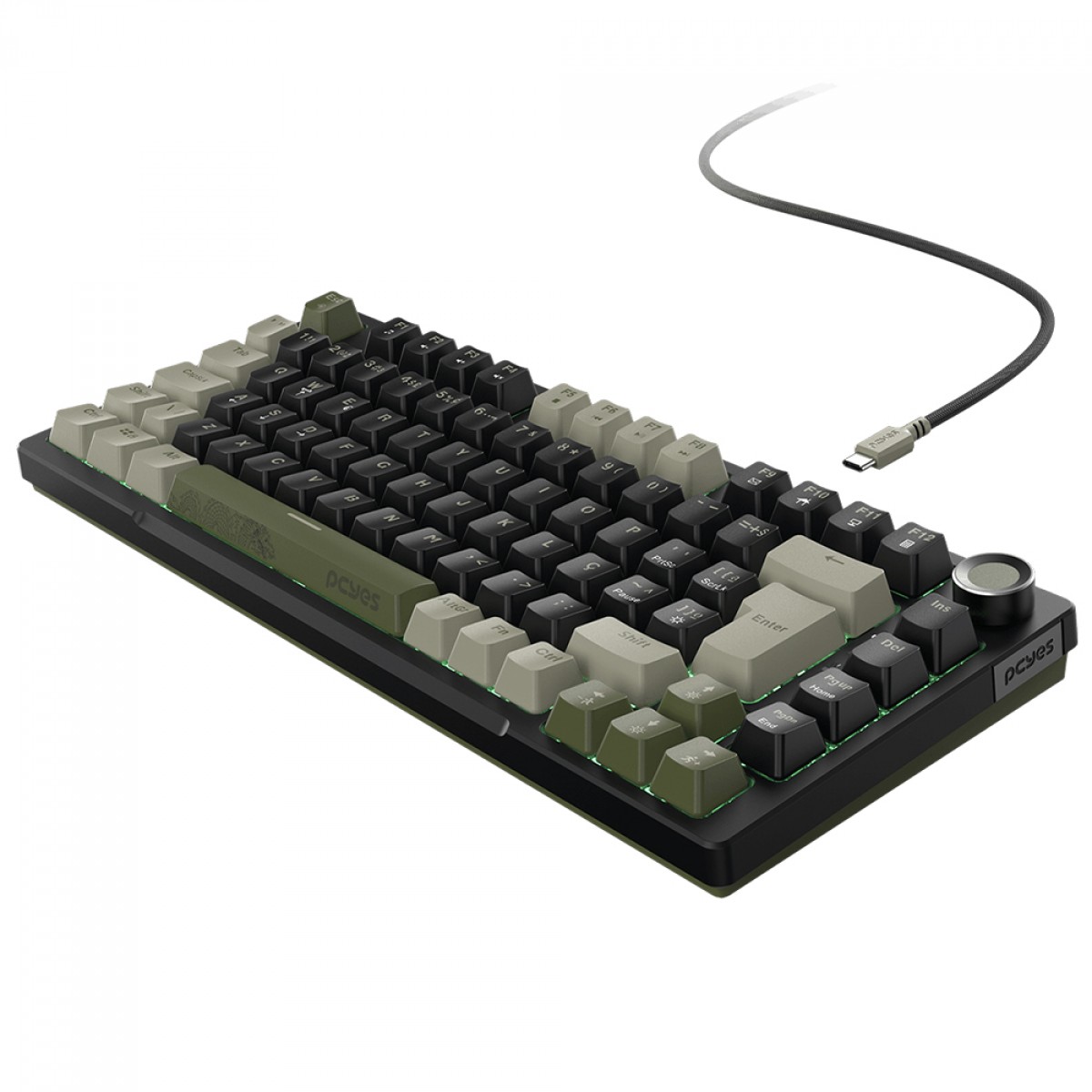 Teclado Mecânico Gamer PCYes Arkeum Cammo Edition, 75%, Switch Red, ABNT2, Preto e Verde, AKCM75RBR