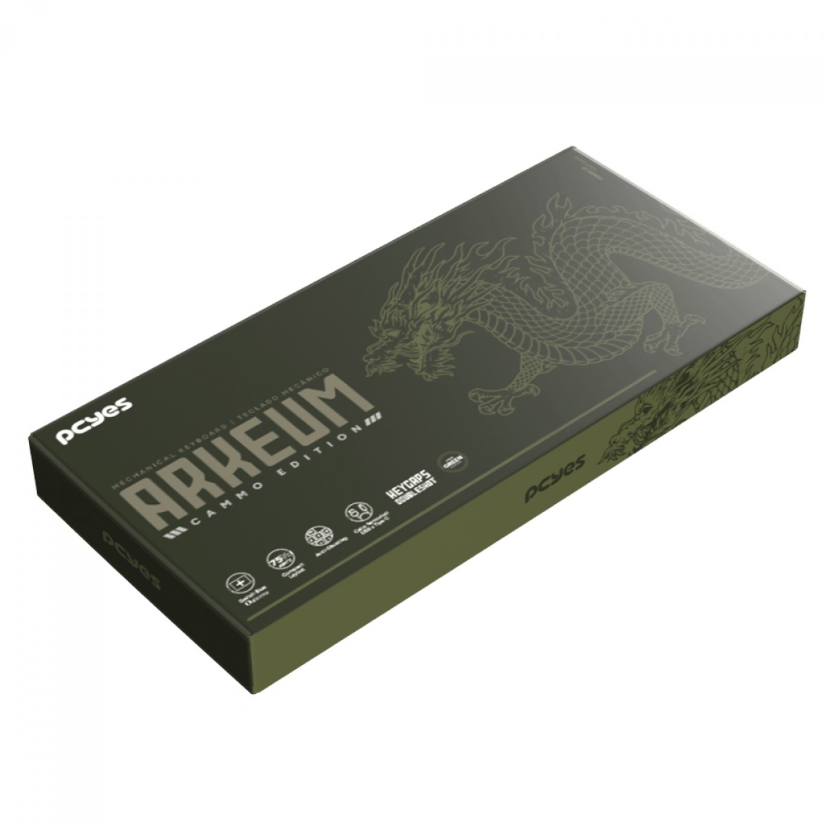 Teclado Mecânico Gamer PCYes Arkeum Cammo Edition, 75%, Switch Red, ABNT2, Preto e Verde, AKCM75RBR