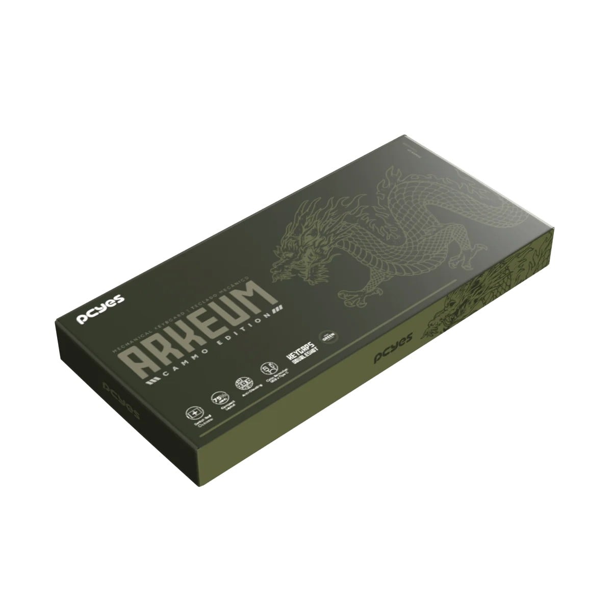Teclado Mecânico Gamer PCYes Arkeum Cammo Edition, 75%, Switch Red, ABNT2, Verde e Preto, AKCM75RBR