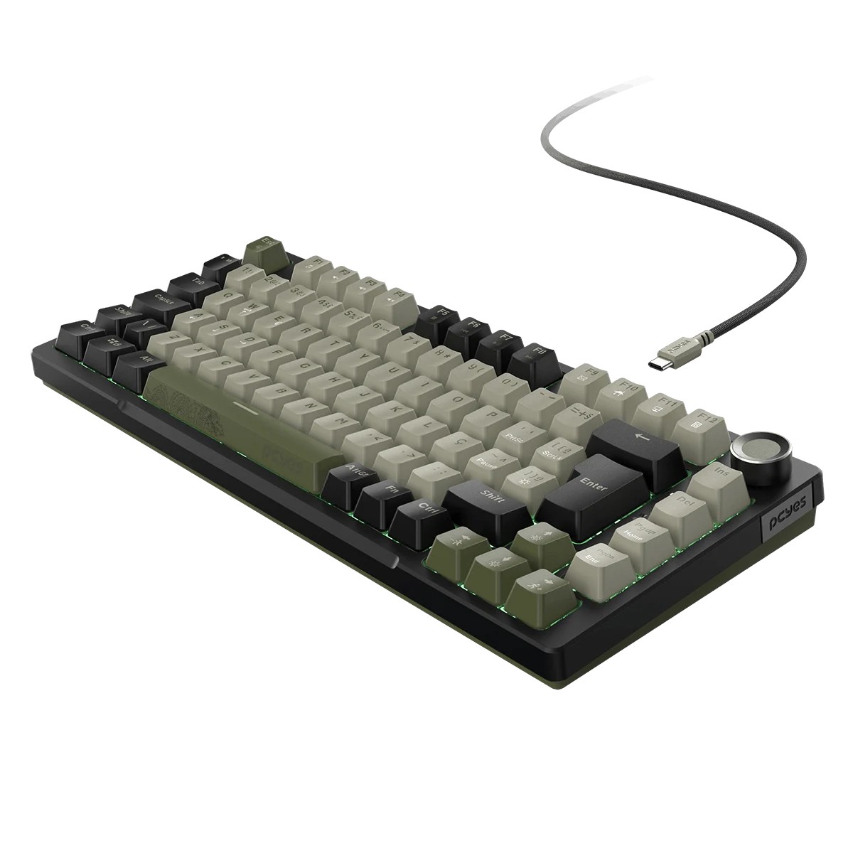 Teclado Mecânico Gamer PCYes Arkeum Cammo Edition, 75%, Switch Red, ABNT2, Verde e Preto, AKCM75RBR