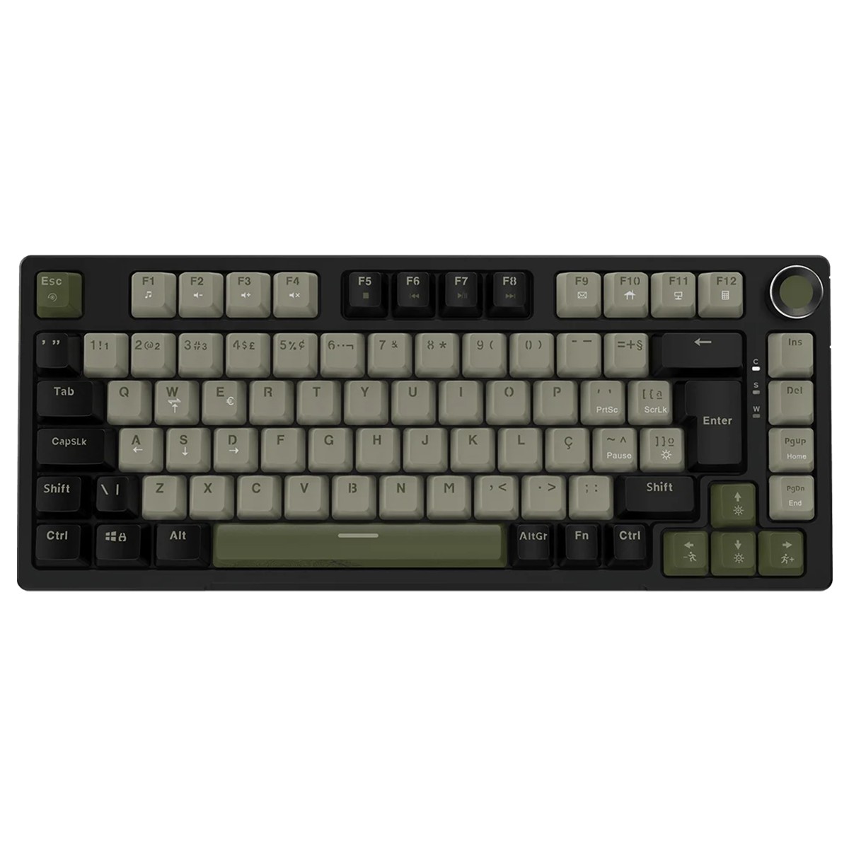 Teclado Mecânico Gamer PCYes Arkeum Cammo Edition, 75%, Switch Red, ABNT2, Verde e Preto, AKCM75RBR