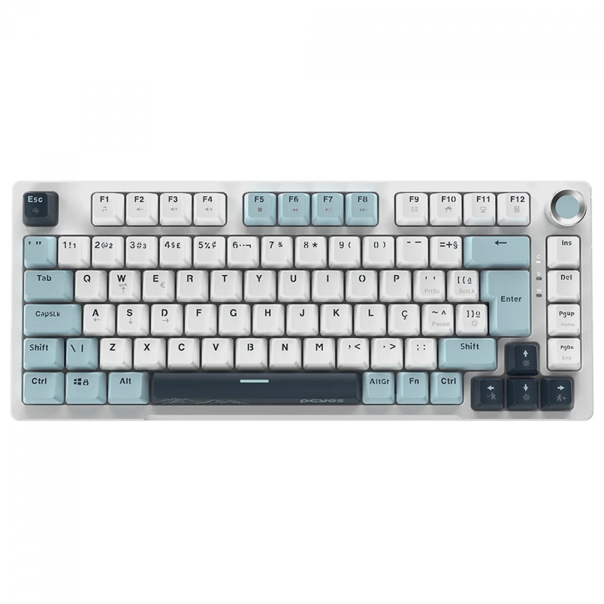 Teclado Mecânico Gamer PCYes Arkeum Summit Edition, 75%, Switch Red, ABNT2, Branco e Azul, AKSM75RBR