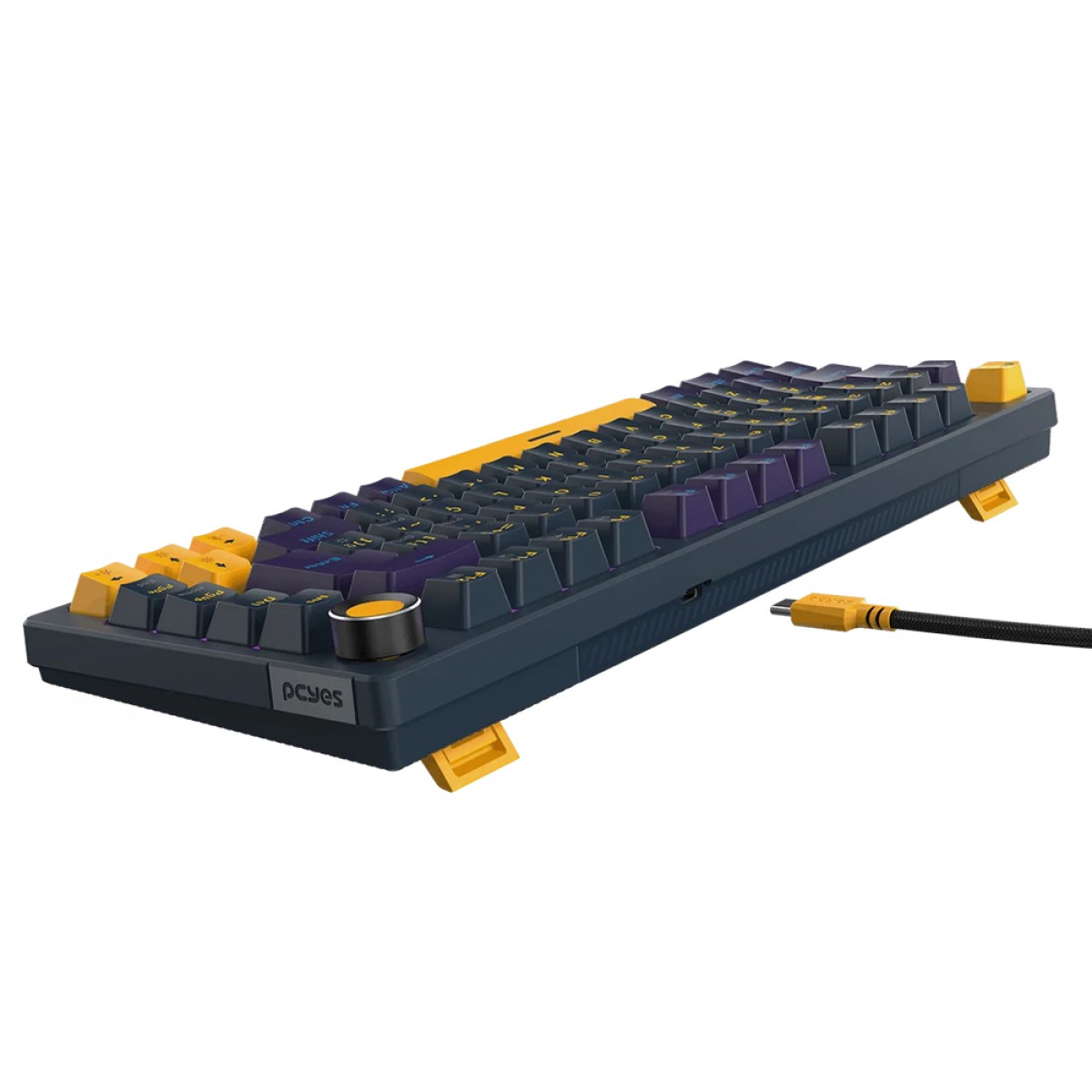 Teclado Mecânico Gamer PCYes Arkeum Sunset Edition, 75%, Switch Red, ABNT2, Azul, Amarelo e Roxo, AKSS75RBR