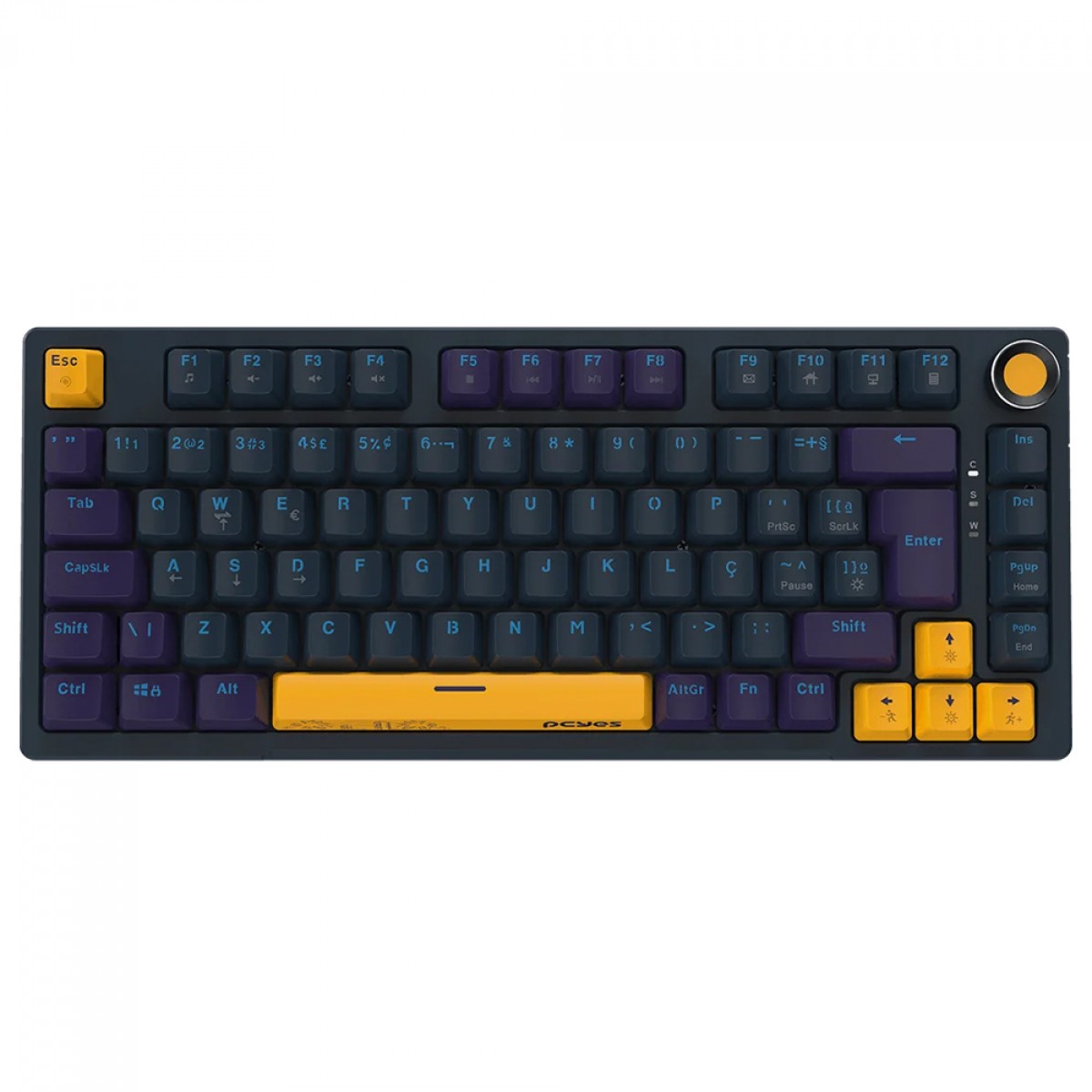 Teclado Mecânico Gamer PCYes Arkeum Sunset Edition, 75%, Switch Red, ABNT2, Azul, Amarelo e Roxo, AKSS75RBR