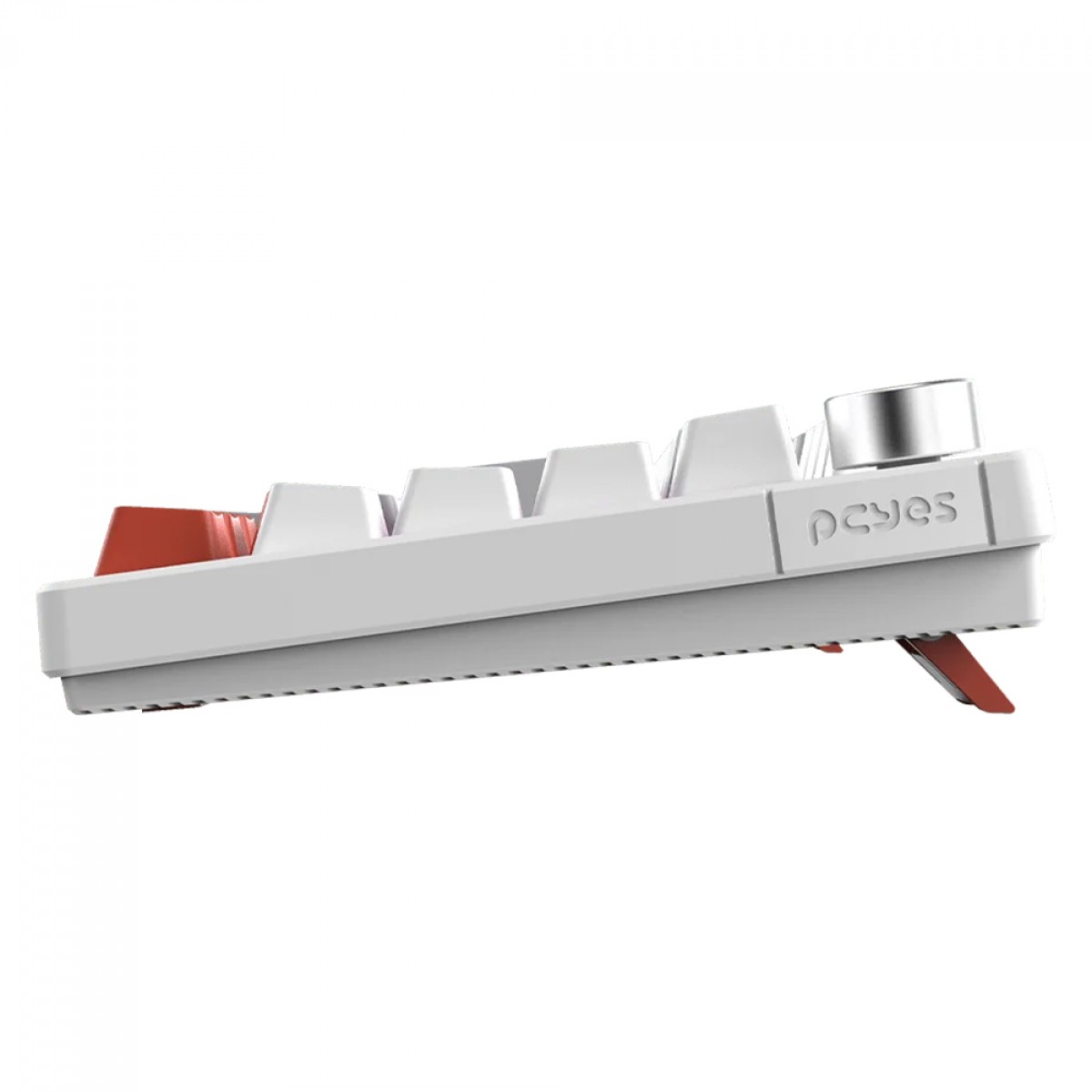 Teclado Mecânico Gamer PCYes Arkeum White Ghost, Rainbow, Switch Blue, 75%, ABNT2, Branco, Cinza e Laranja, AKWG75BBR