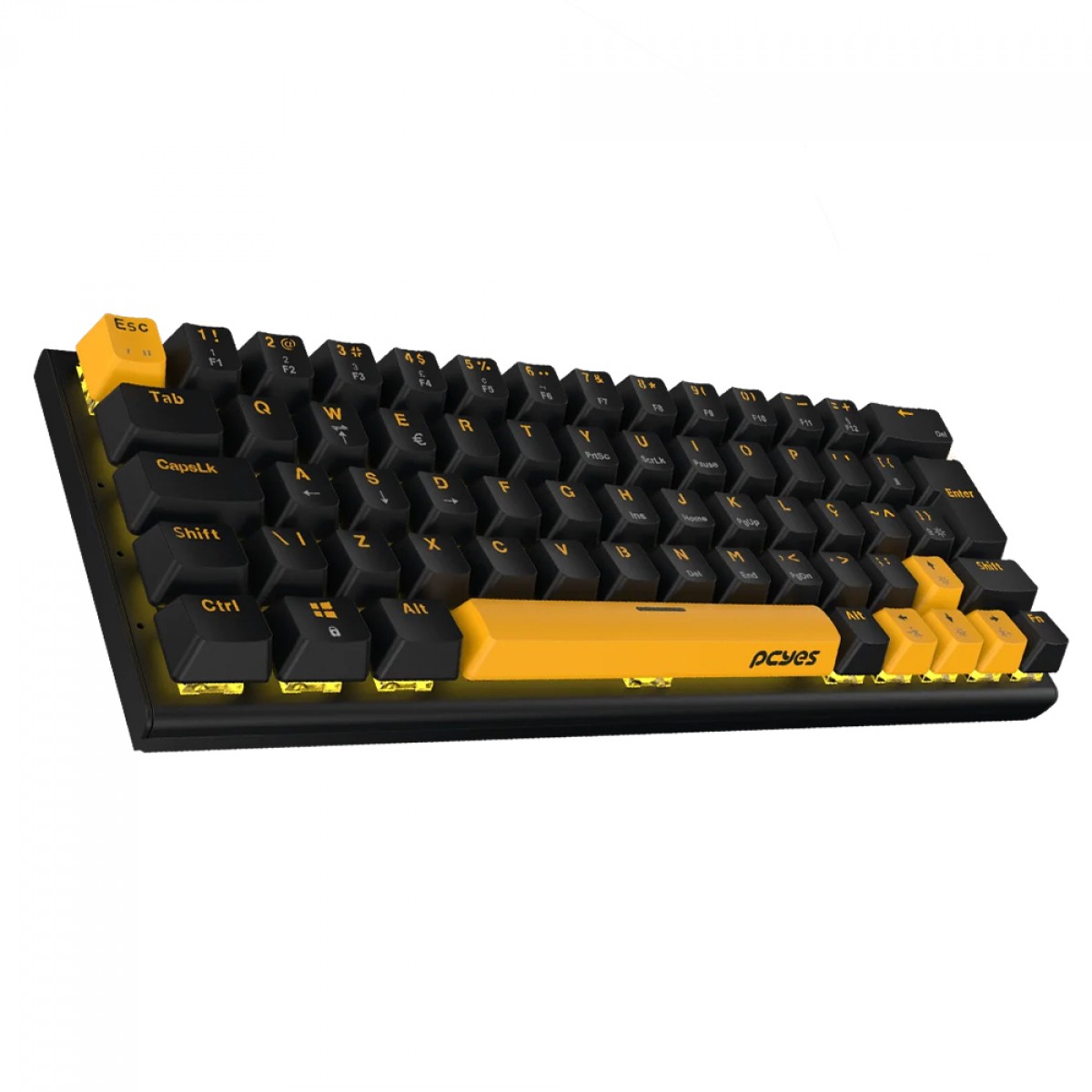 Teclado Mecânico Gamer PCYes Kuromori Voyager Edition, Switch Outemu Blue, 60%, ABNT2, Preto e Amarelo, KMVY60BL
