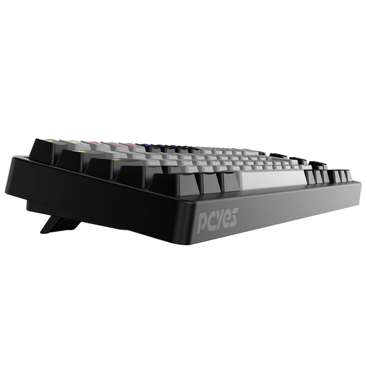 Teclado Mecânico Gamer PCYes Mecka Black Vulcan, Rainbow, Switch Outemu Red, 65%, ABNT2, Preto e Cinza, TPMKBVRD