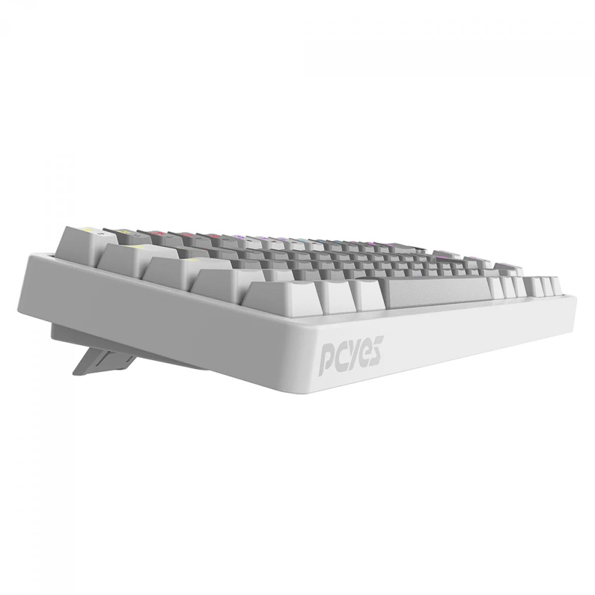 Teclado Mecânico Gamer PCYes Mecka White Ghost, Rainbow, Switch Outemu Red, 65%, ABNT2, Cinza e Branco, TPMKWGRD
