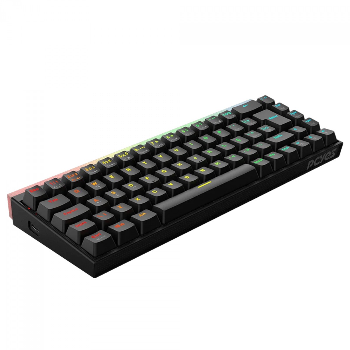 Teclado Mecânico Gamer PCYes Shiyan Black Vulcan, RGB, Switch Outemu Blue, 60%, ABNT2, Preto, TPSHBVBL