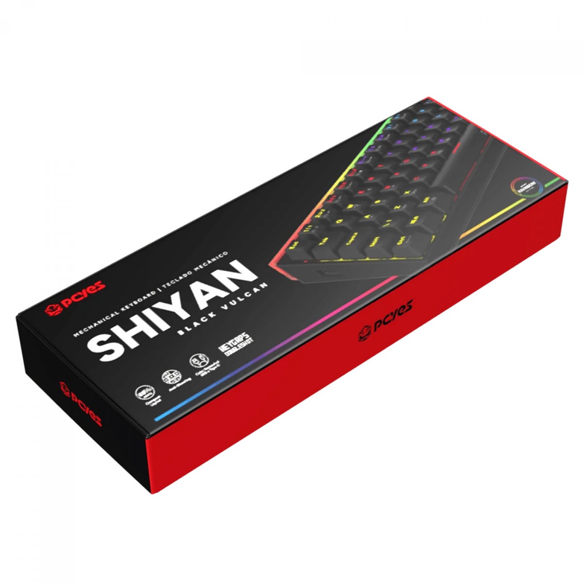 Teclado Mecânico Gamer PCYes Shiyan Black Vulcan, RGB, Switch Outemu Blue, 60%, ABNT2, Preto, TPSHBVBL