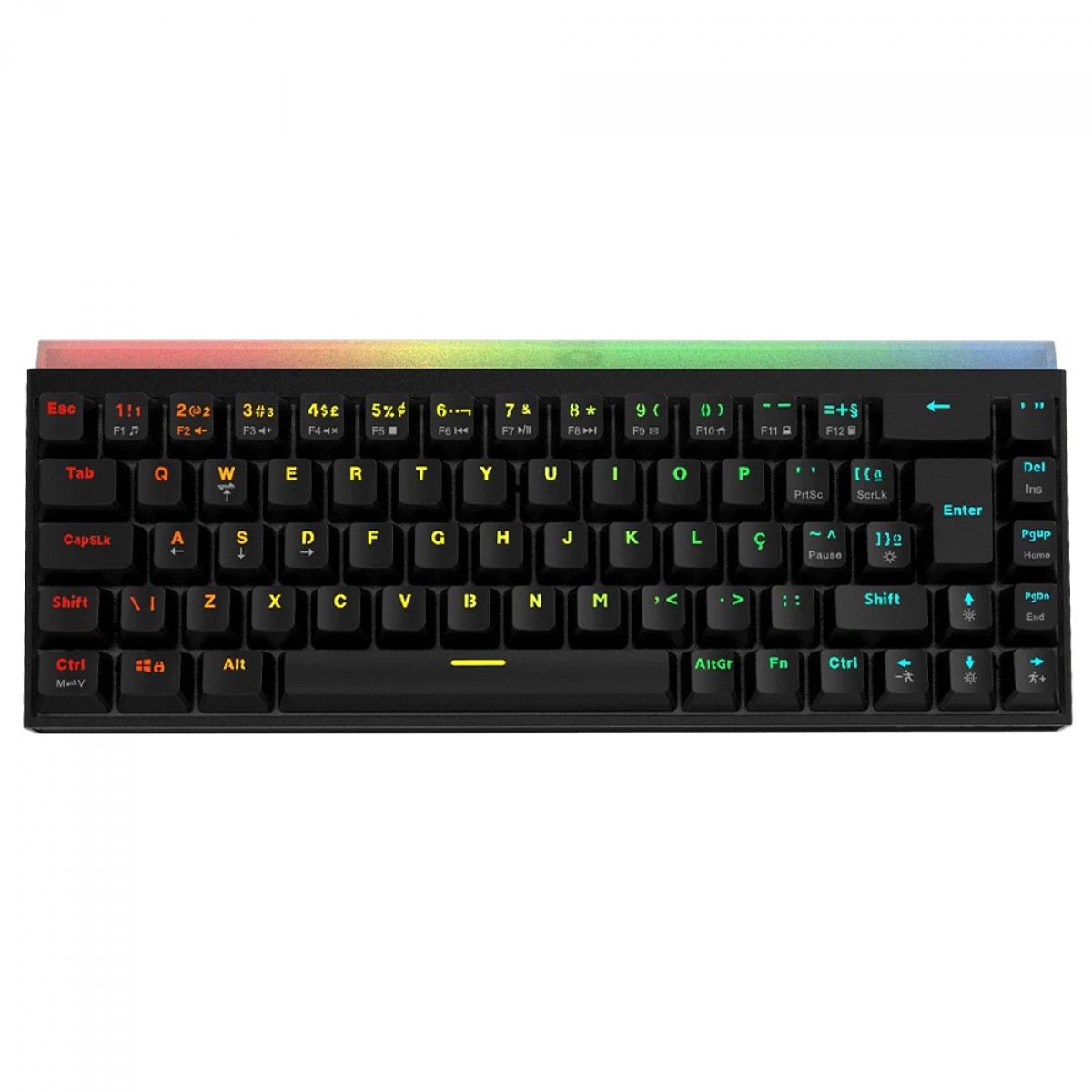 Teclado Mecânico Gamer PCYes Shiyan Black Vulcan, RGB, Switch Outemu Blue, 60%, ABNT2, Preto, TPSHBVBL