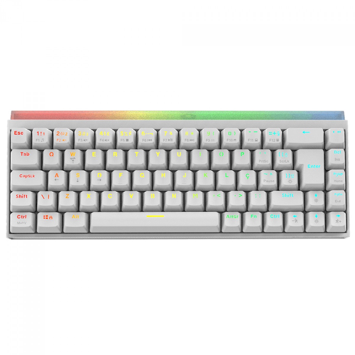 Teclado Mecânico Gamer PCYes Shiyan White Ghost, RGB, Switch Outemu Blue, 60%, ABNT2, Branco, TPSHWGBL