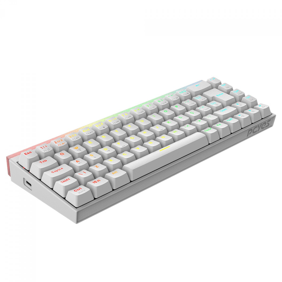 Teclado Mecânico Gamer PCYes Shiyan White Ghost, RGB, Switch Outemu Red, 60%, ABNT2, Branco, TPSHWGRD