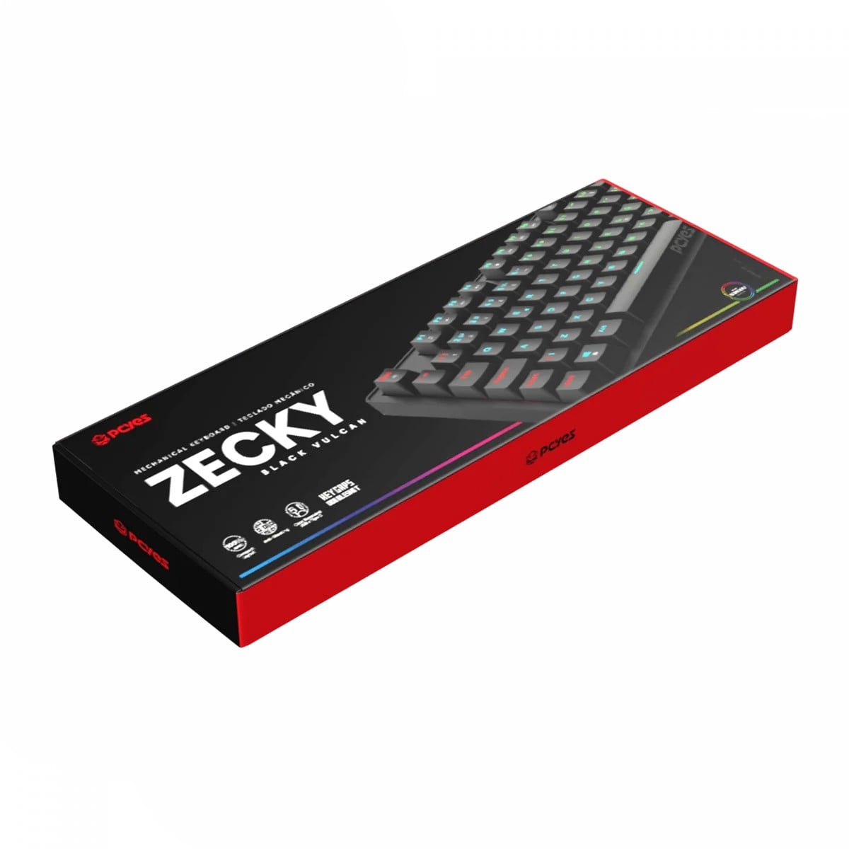 Teclado Mecânico Gamer PCYES Zecky Black Vulcan, 100%, Switch Blue, Rainbow, ABNT2, Preto, PTZKBVBL