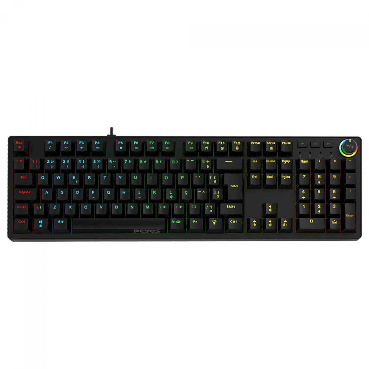 Teclado Mecânico Gamer PCYes Zecky Black Vulcan, Rainbow, Switch
