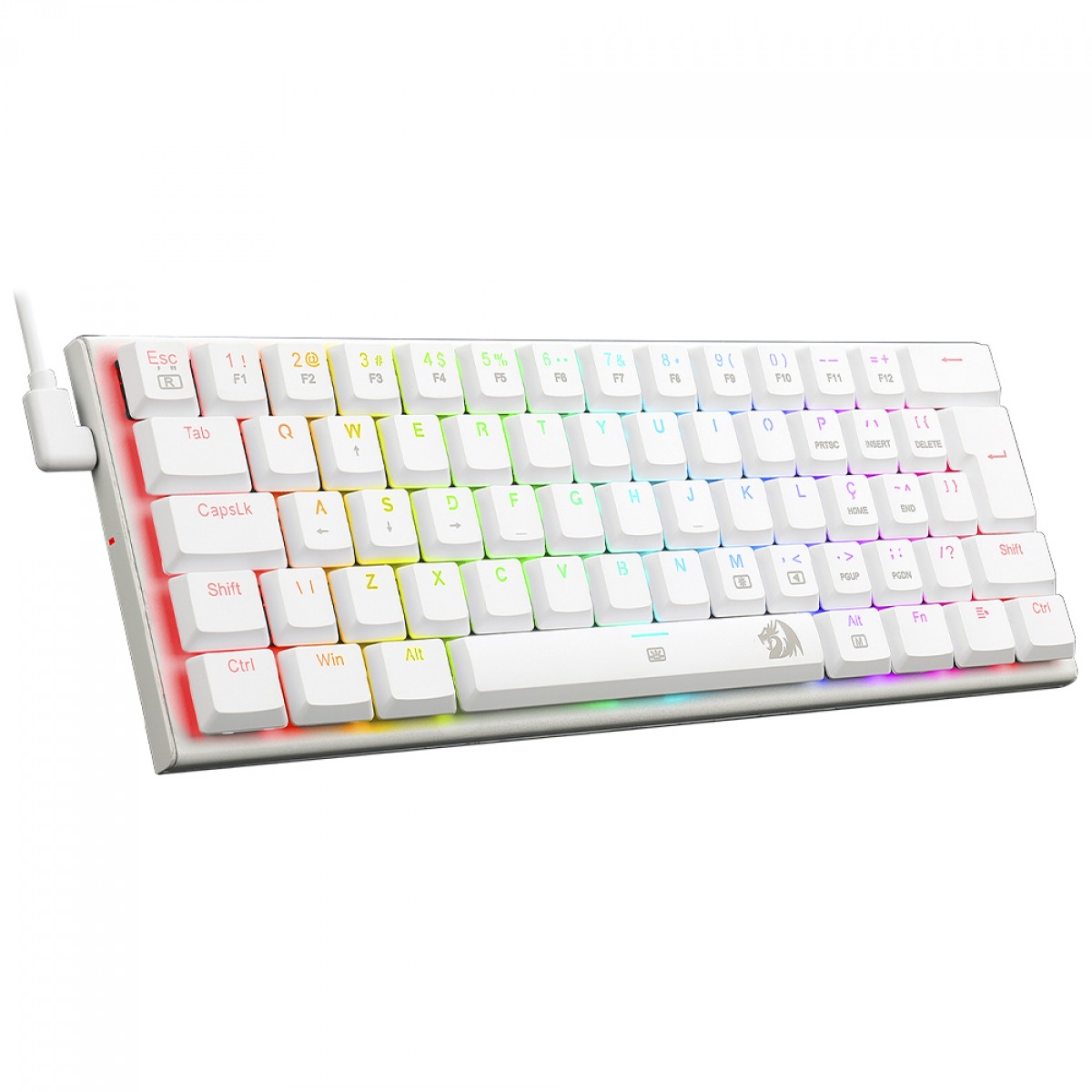 Teclado Mecânico Gamer Redragon Anivia Lunar White, RGB, Low-Profile, Switch Blue, ABNT2, Branco, K614W-RGB (PT-BLUE)