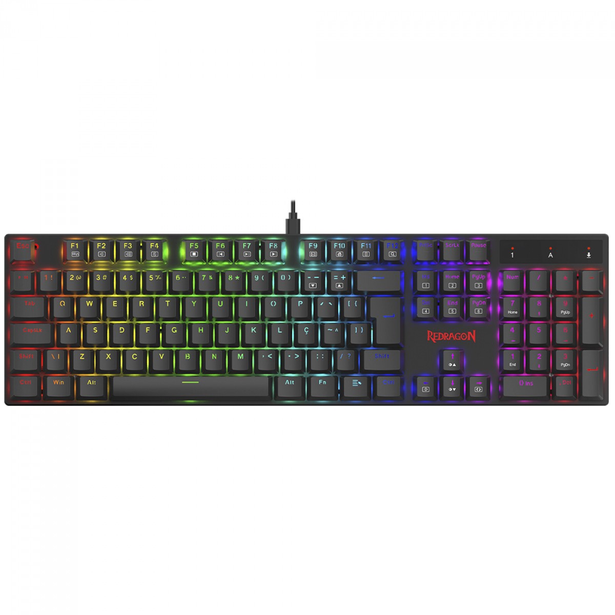 Teclado Mecânico Gamer Redragon Apas, RGB, Switch Brown, Low Profile, Full Size, ABNT2, Preto, K535-KB 