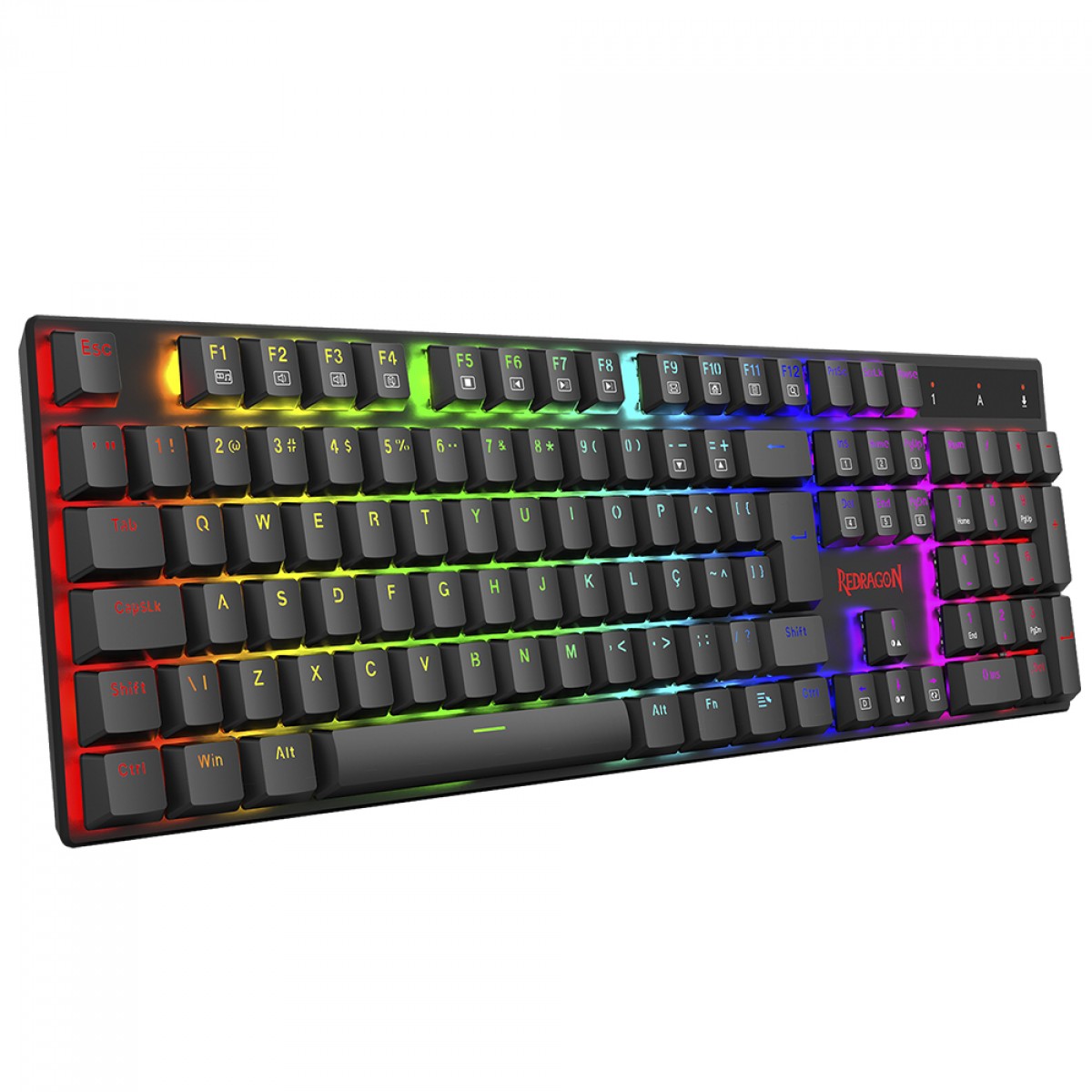 Teclado Mecânico Gamer Redragon Apas, RGB, Switch Brown, Low Profile, Full Size, ABNT2, Preto, K535-KB 