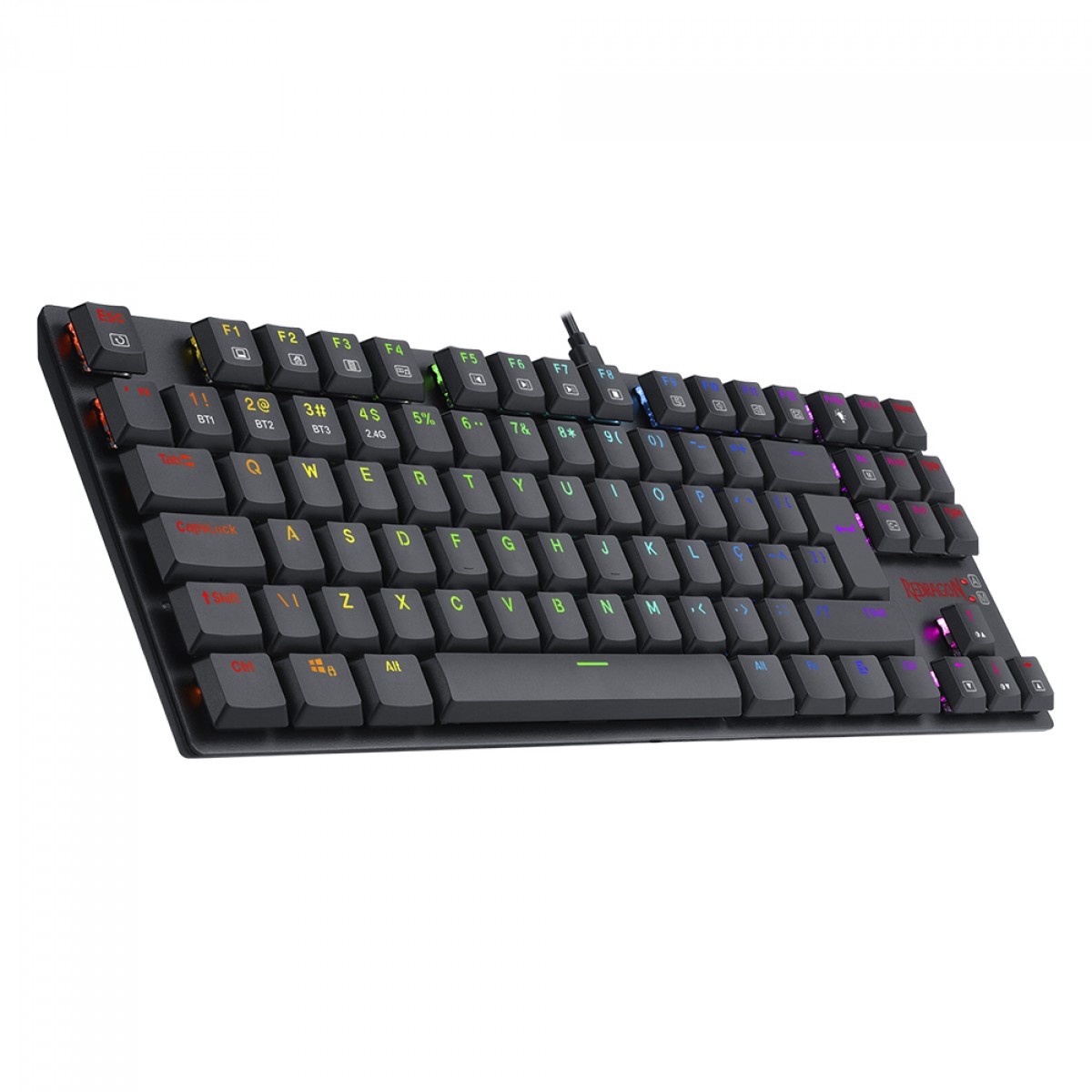 Teclado Mecânico Gamer Redragon APS Pro, Wireless/Bluetooth, RGB, Low-Profile, Switch Brown, ABNT2, Preto, K607P-KBS (PT-BROWN)
