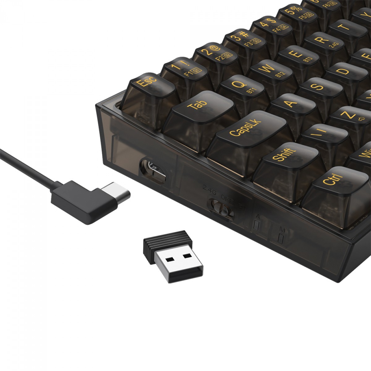 Teclado Mecânico Gamer Redragon Castor Pro Clear, RGB, Wireless/Bluetooth, Switch Crystal Linear, ABNT2, 65%, Preto, K631CTB-RGB-PRO