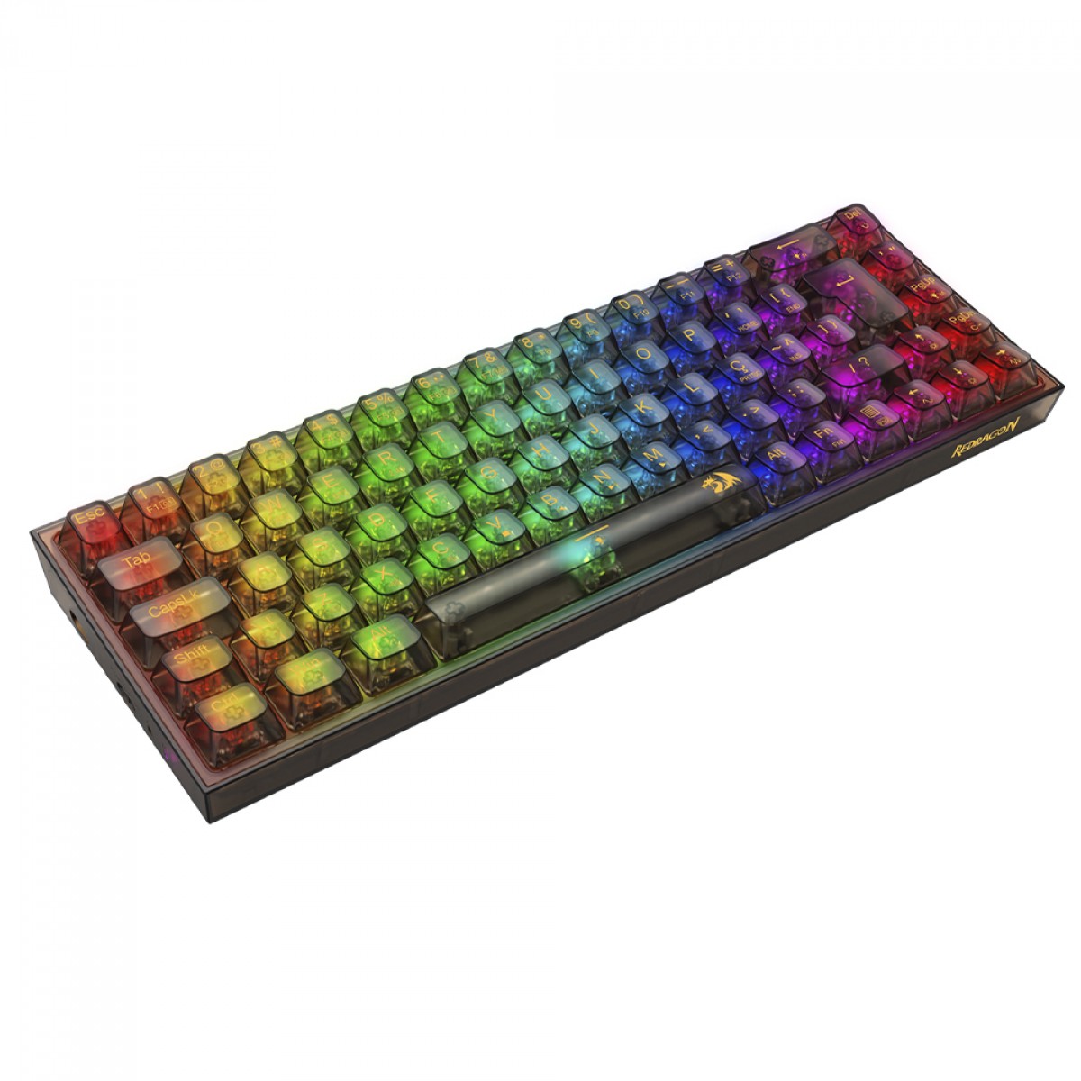 Teclado Mecânico Gamer Redragon Castor Pro Clear, RGB, Wireless/Bluetooth, Switch Crystal Linear, ABNT2, 65%, Preto, K631CTB-RGB-PRO