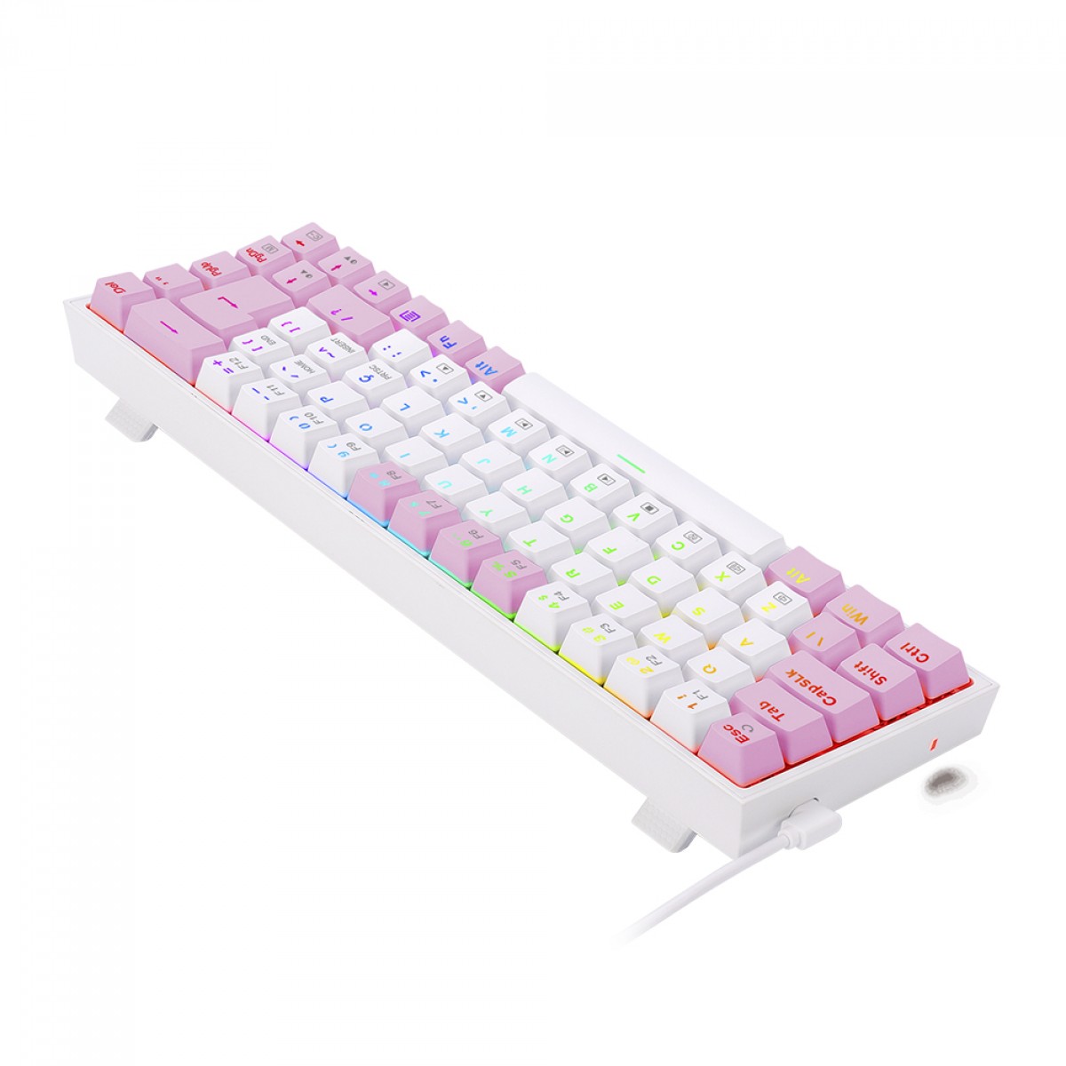 Teclado Mecânico Gamer Redragon Castor, RGB, Switch Brown, ABNT2, White and Pink, K631WP-RGB (PT-BROWN)