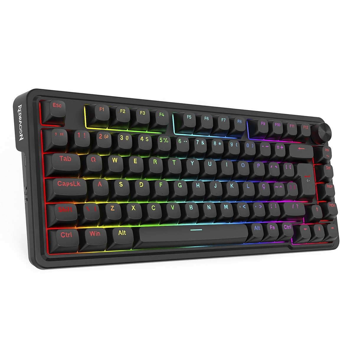 Teclado Mecânico Gamer Redragon Finke RGB, USB/Bluetooth, 75%, Switch Chant Linear, ABNT2, Preto, K715B PT