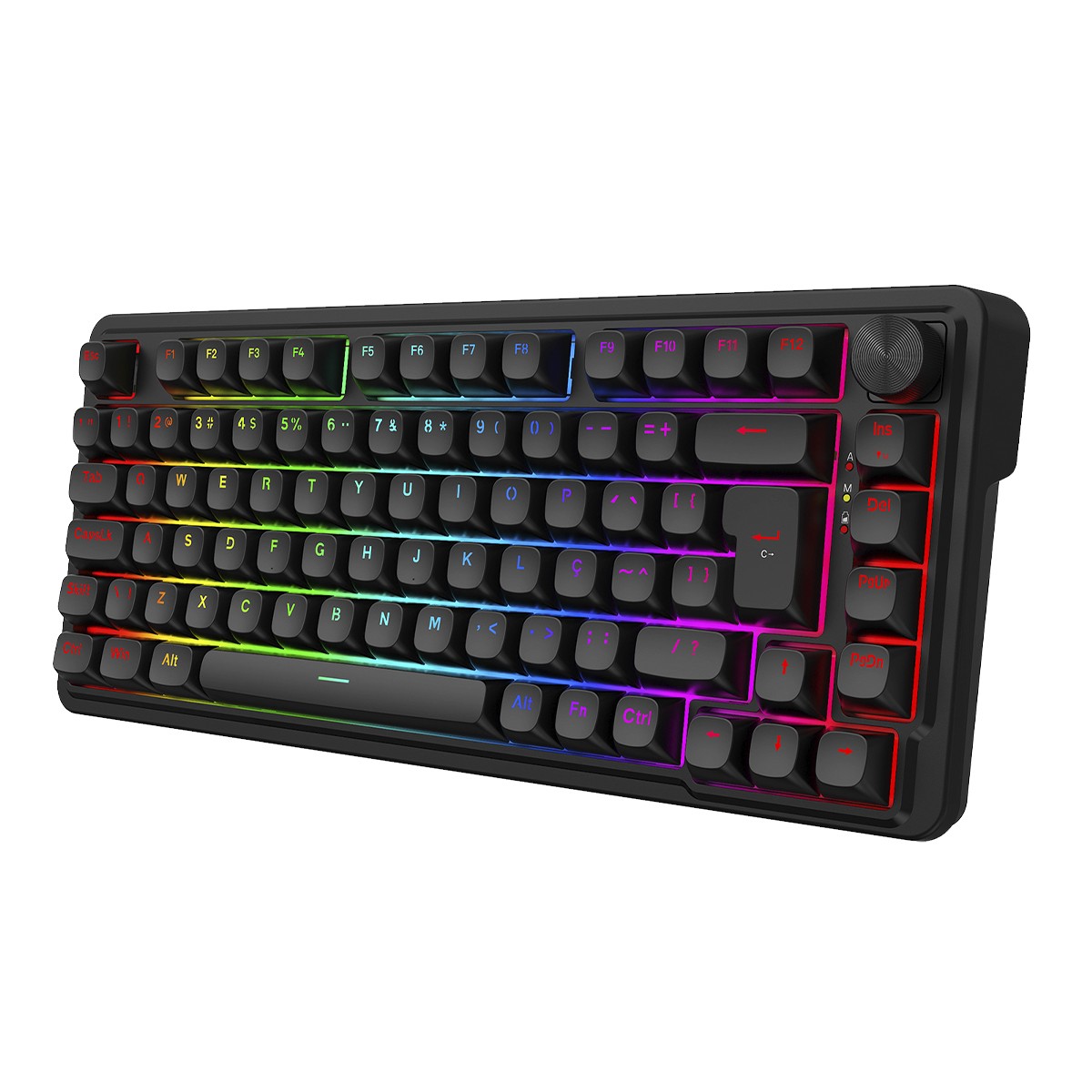 Teclado Mecânico Gamer Redragon Finke RGB, USB/Bluetooth, 75%, Switch Chant Linear, ABNT2, Preto, K715B PT