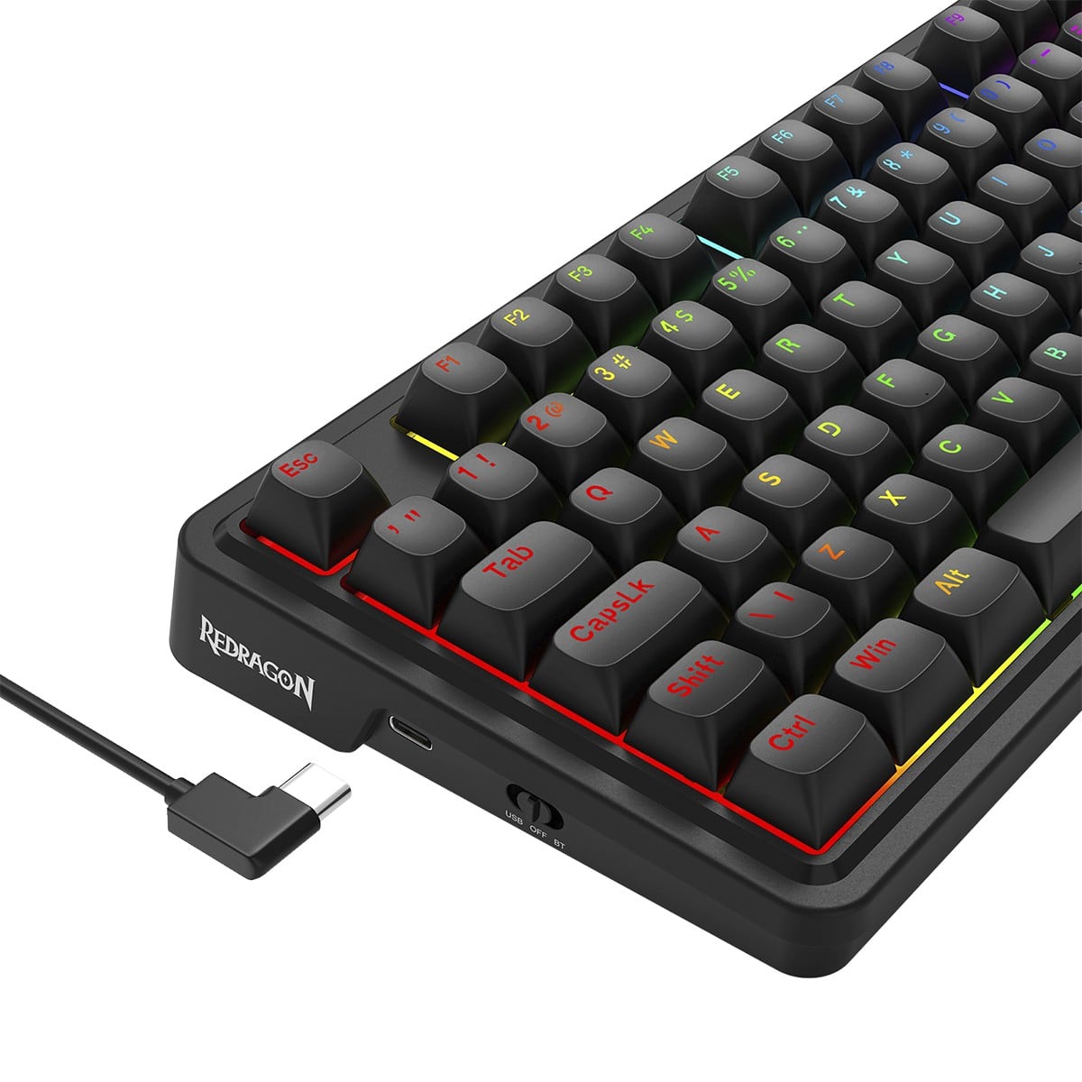 Teclado Mecânico Gamer Redragon Finke RGB, USB/Bluetooth, 75%, Switch Chant Linear, ABNT2, Preto, K715B PT
